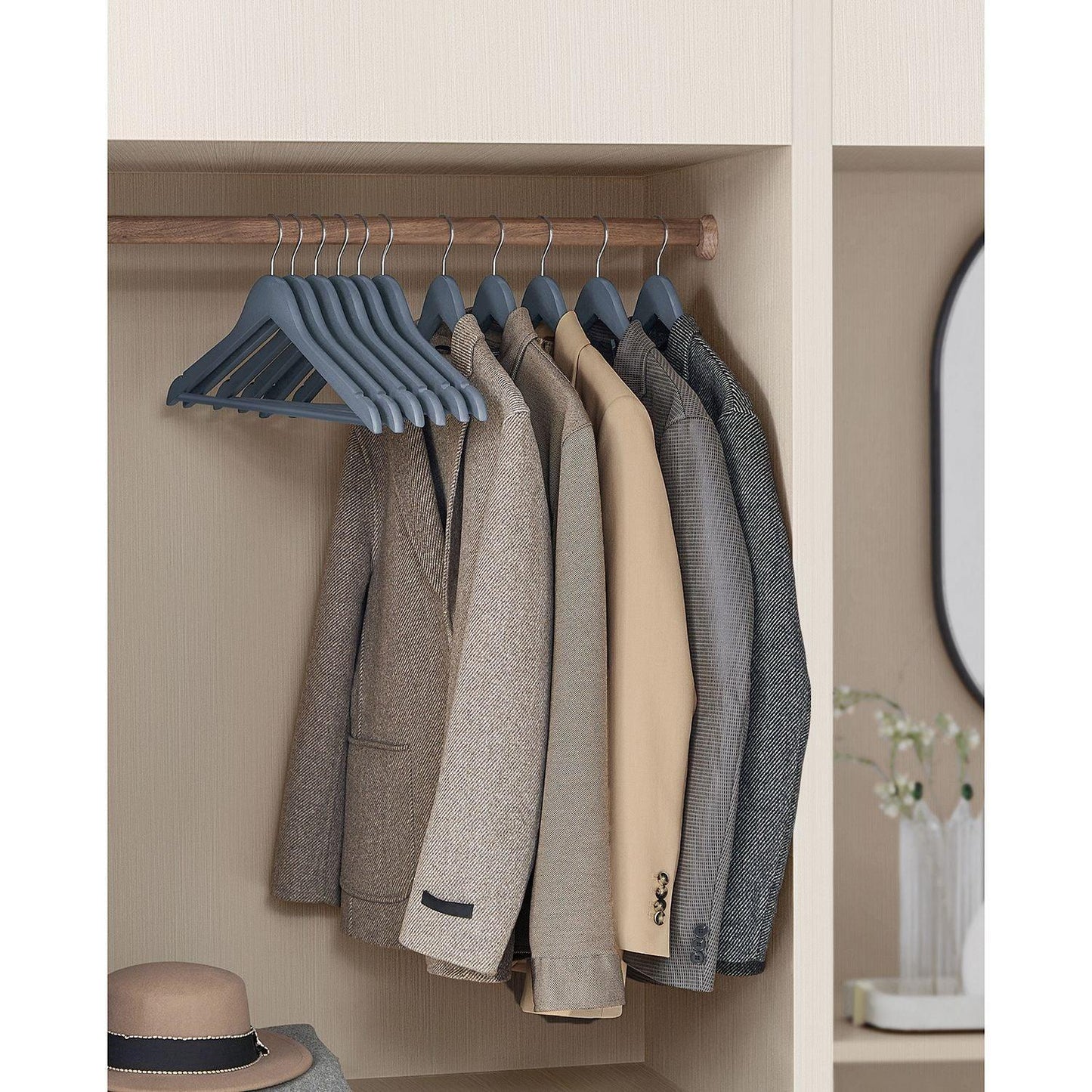 Set of 20 Wooden Hangers Lead Grey FredCo