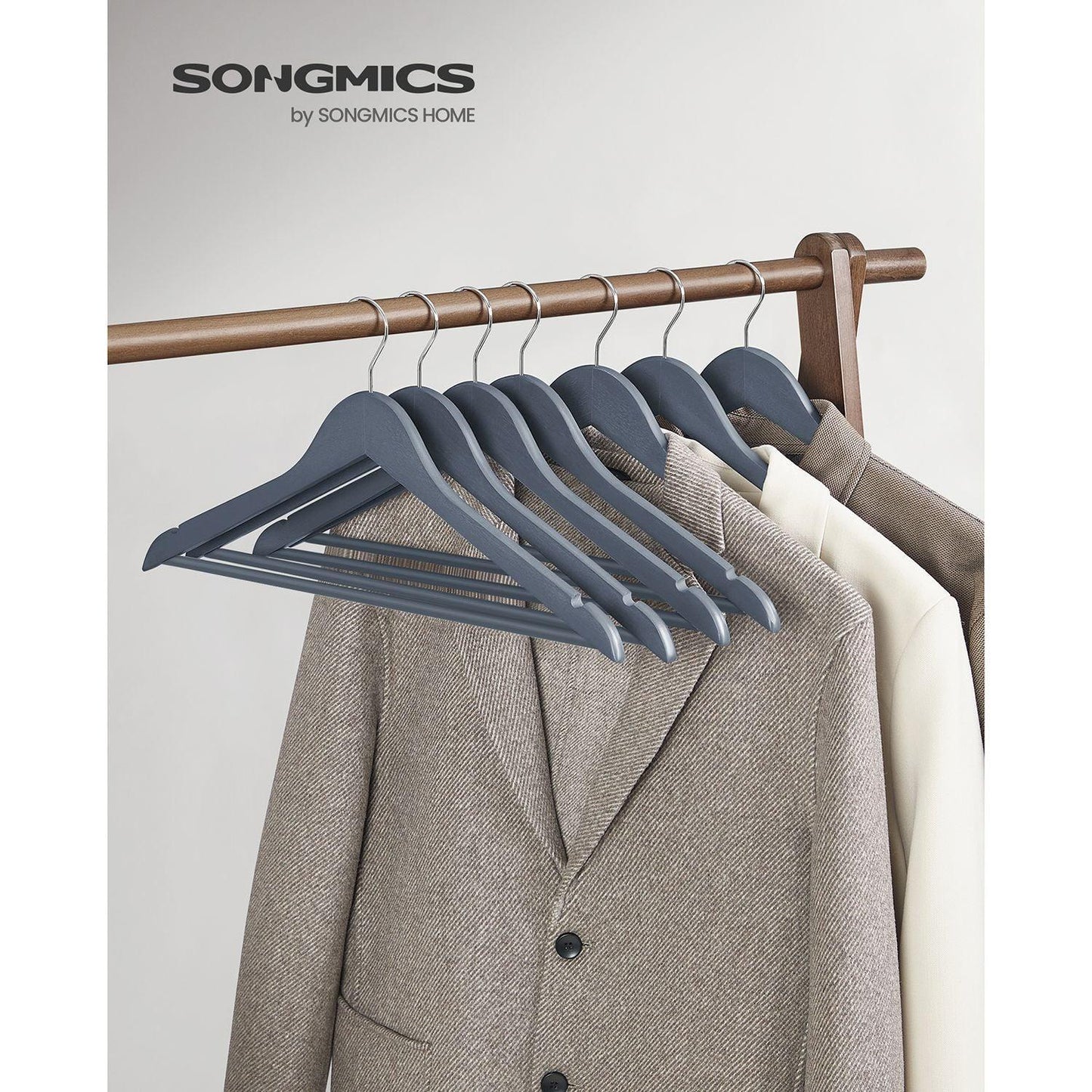 Set of 20 Wooden Hangers Lead Grey FredCo