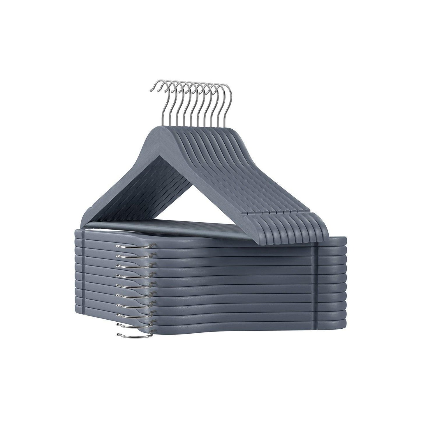 Set of 20 Wooden Hangers Lead Grey FredCo
