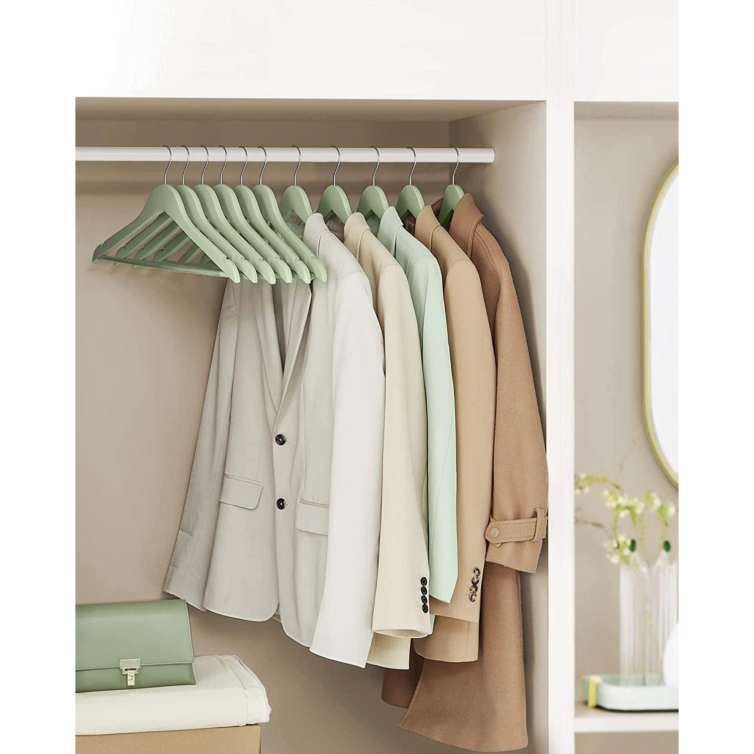 Set of 20 Wooden Hangers Light Green FredCo