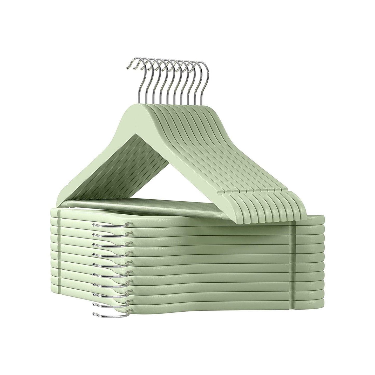 Set of 20 Wooden Hangers Light Green FredCo