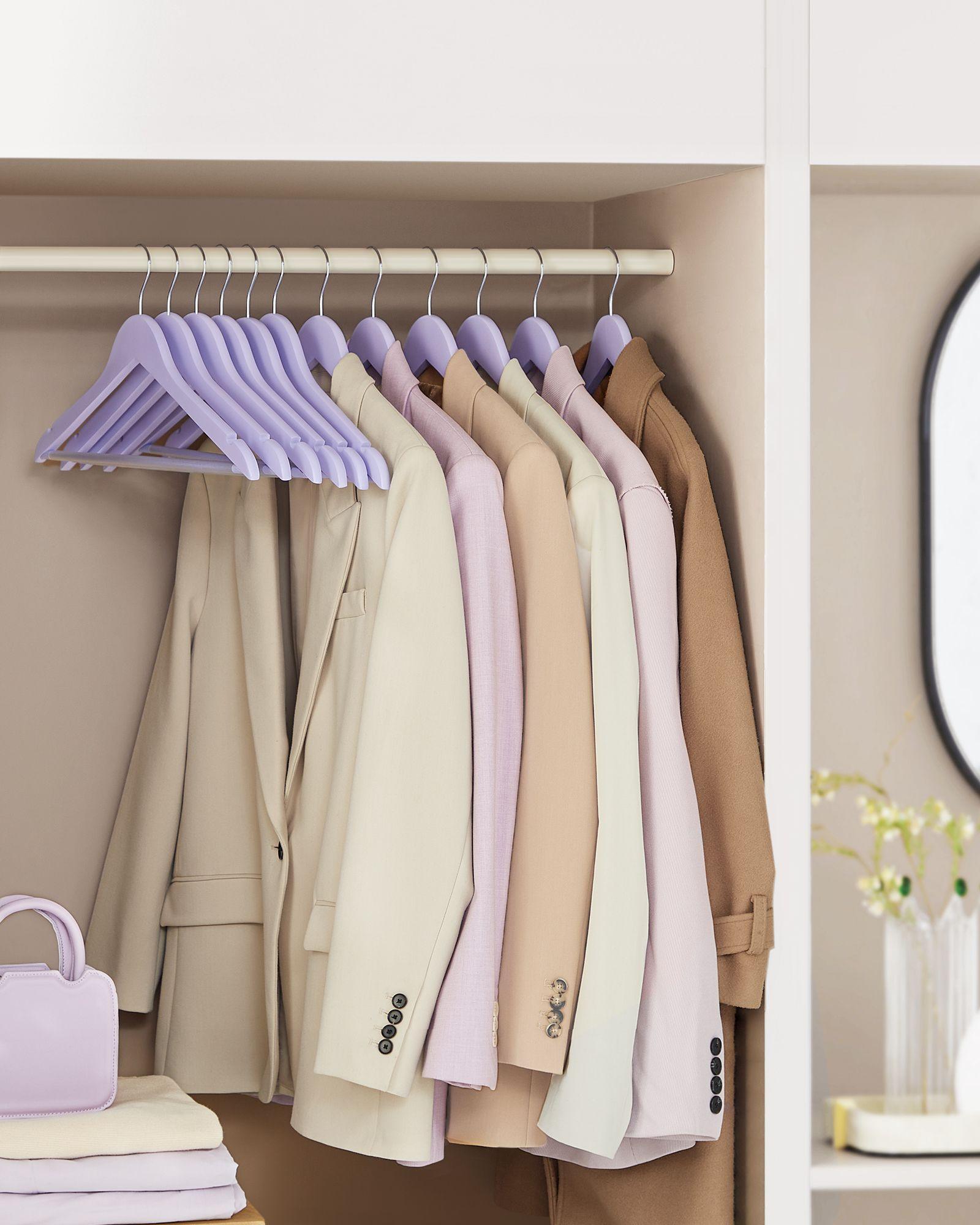 Set of 20 Wooden Hangers Light Purple FredCo