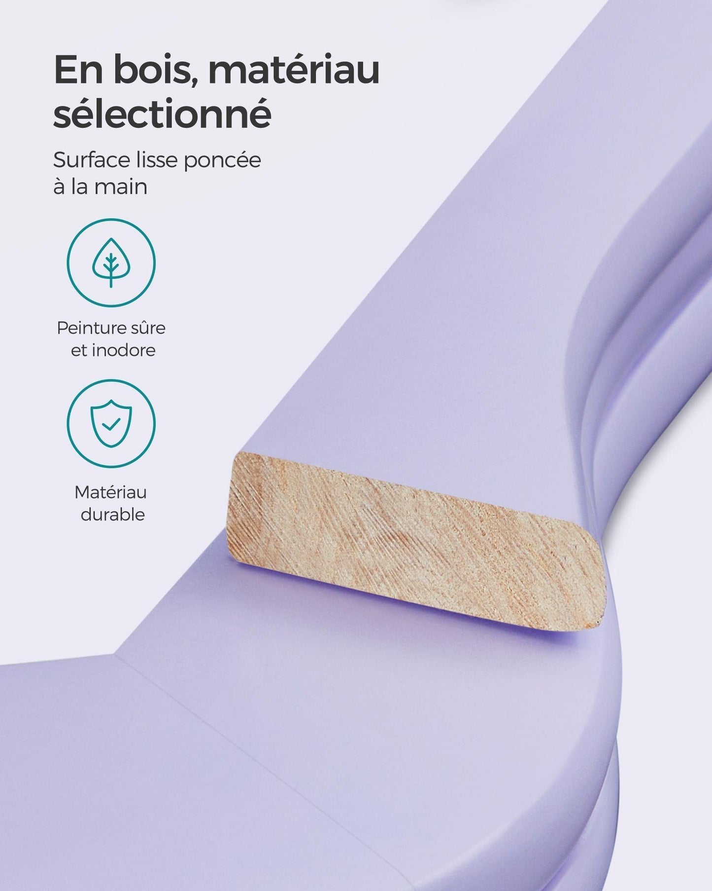 Set of 20 Wooden Hangers Light Purple FredCo