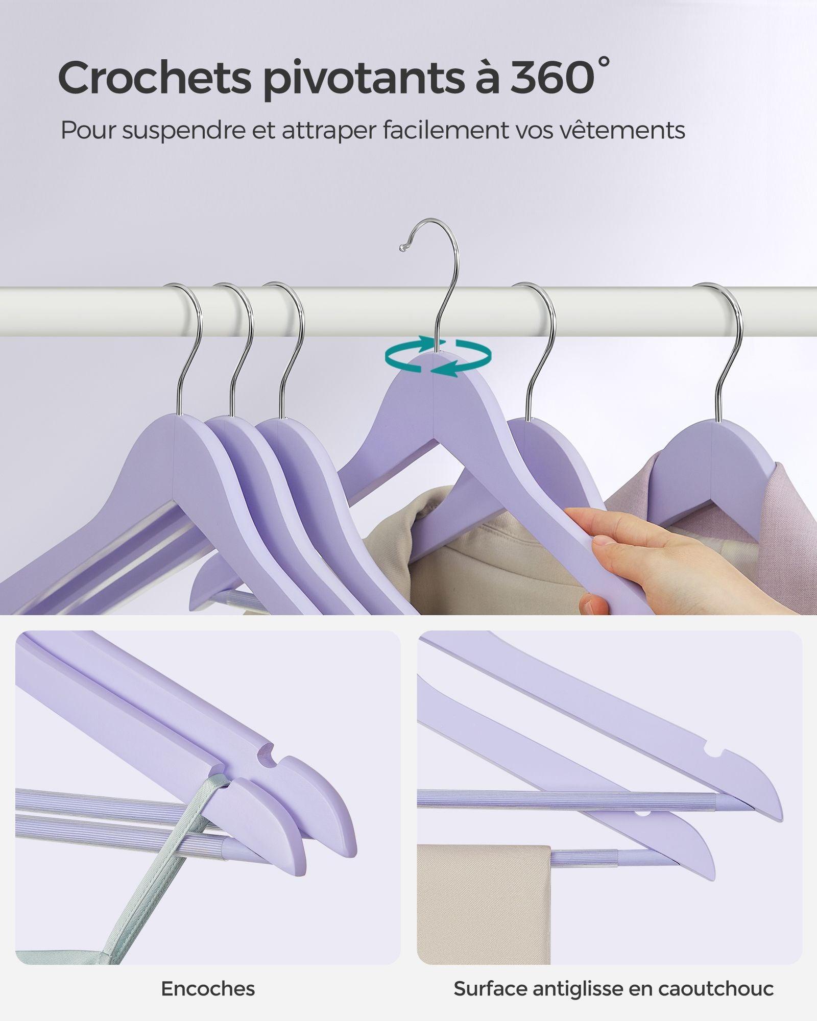 Set of 20 Wooden Hangers Light Purple FredCo
