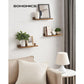 Set of 3 Rustic Brown Wall Shelves FredCo