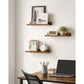 Set of 3 Rustic Brown Wall Shelves FredCo
