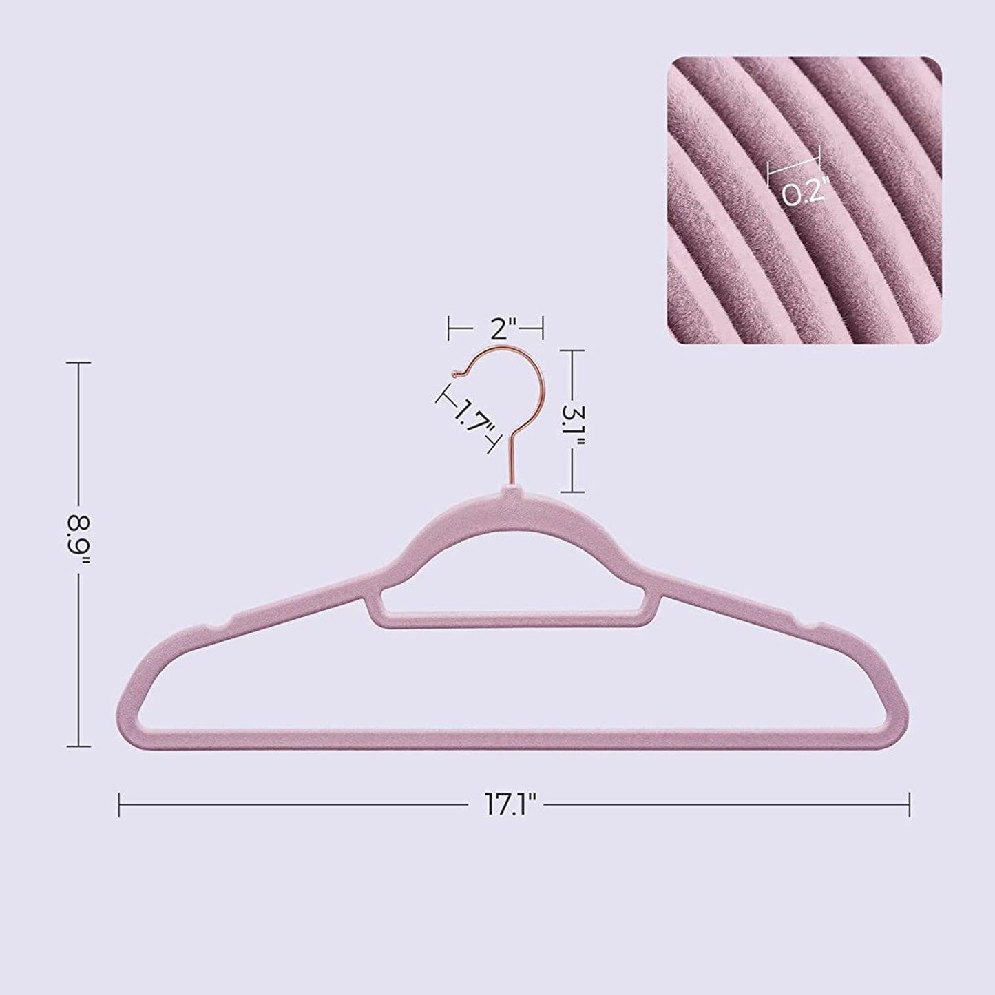 Set of 30 Velvet Hangers with Clips Pale FredCo