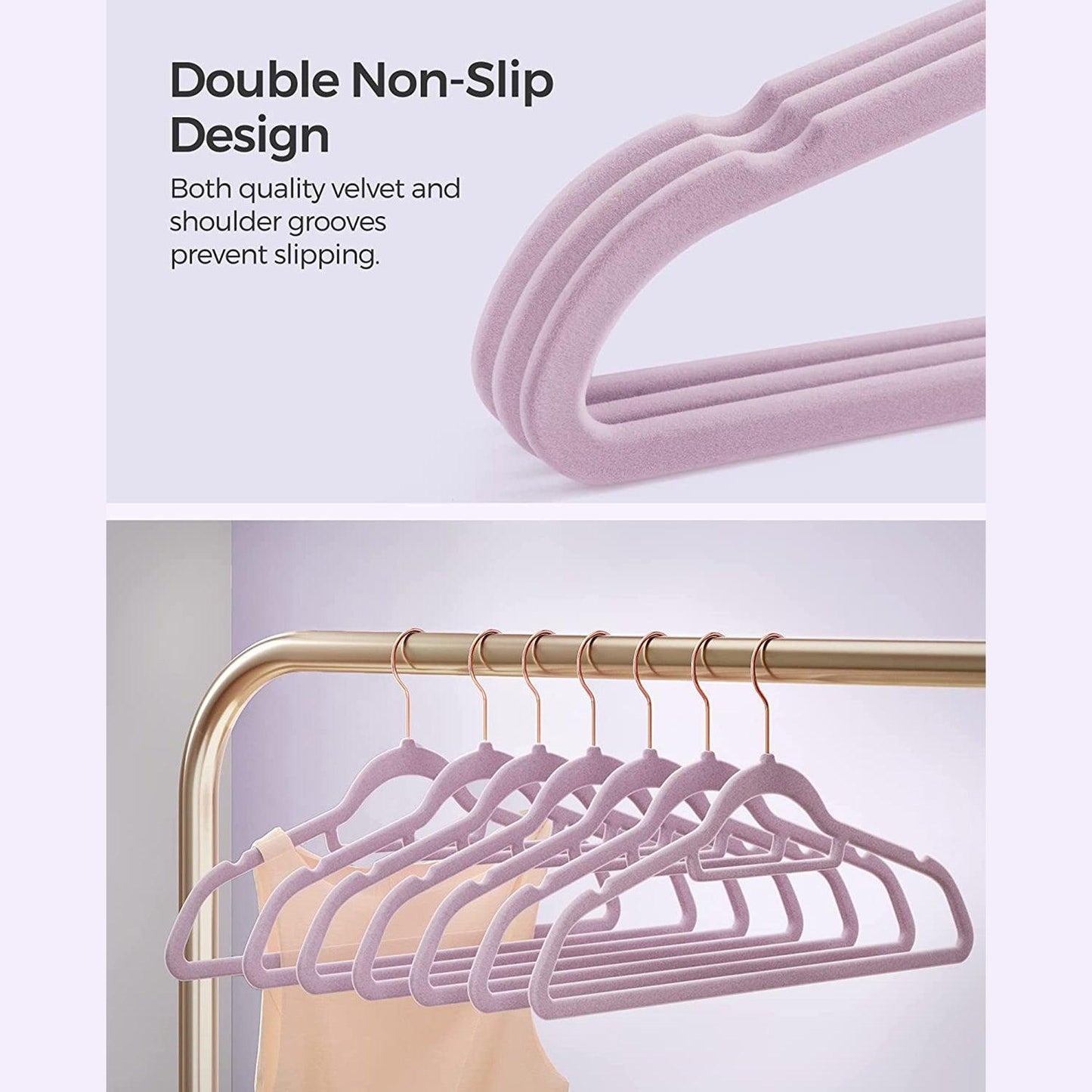 Set of 30 Velvet Hangers with Clips Pale FredCo