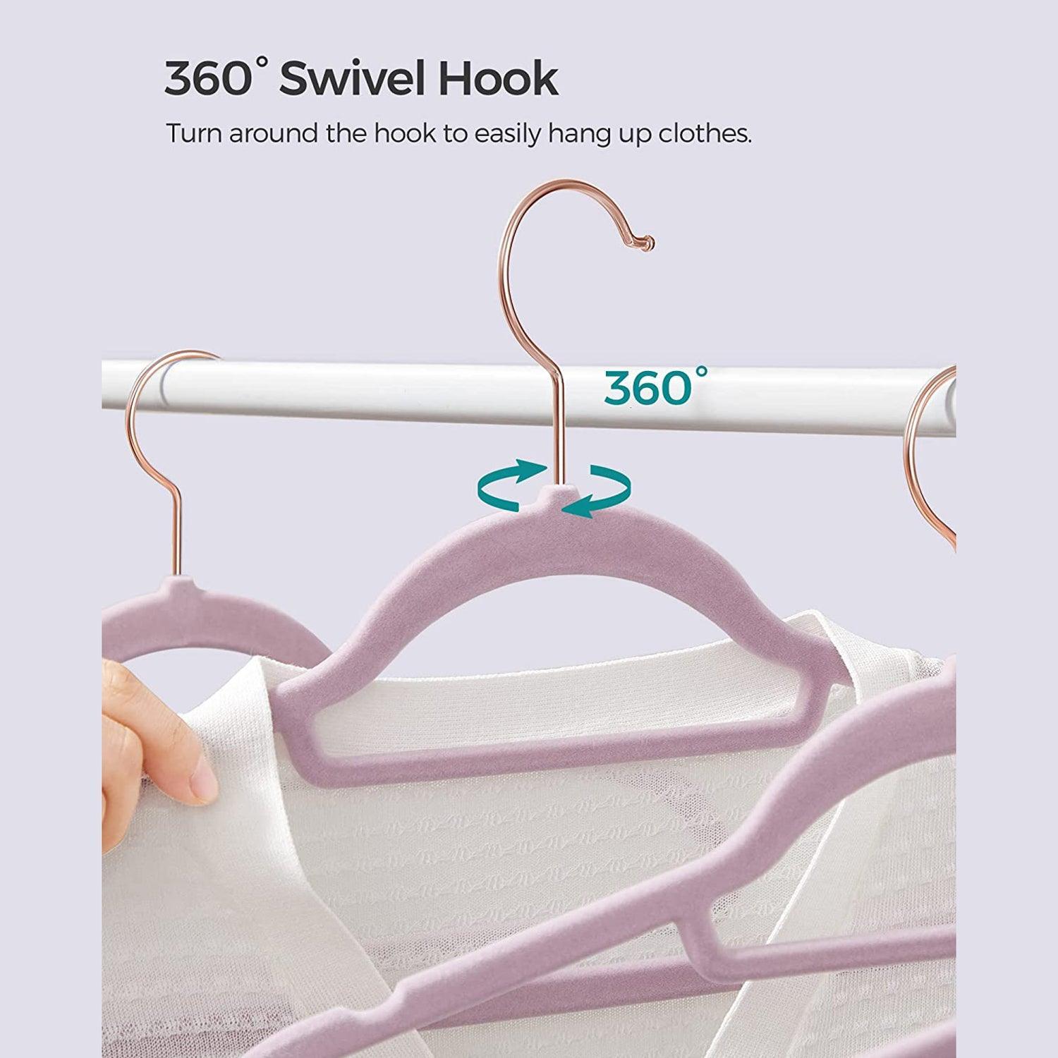Set of 30 Velvet Hangers with Clips Pale FredCo