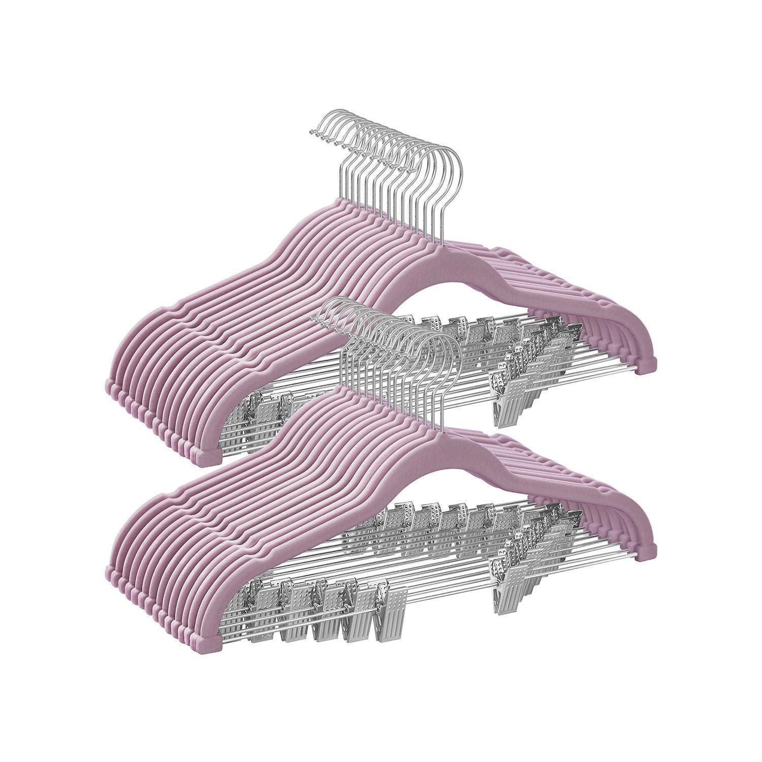 Set of 30 Velvet Hangers with Clips Pale Purple FredCo