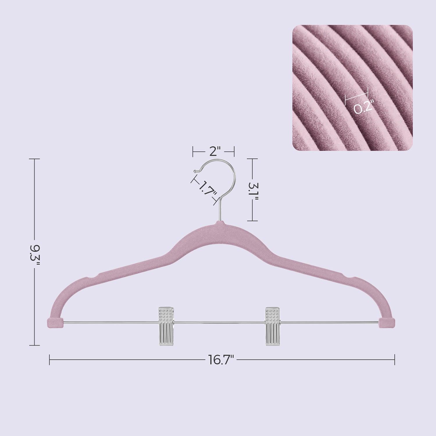 Set of 30 Velvet Hangers with Clips Pale Purple FredCo