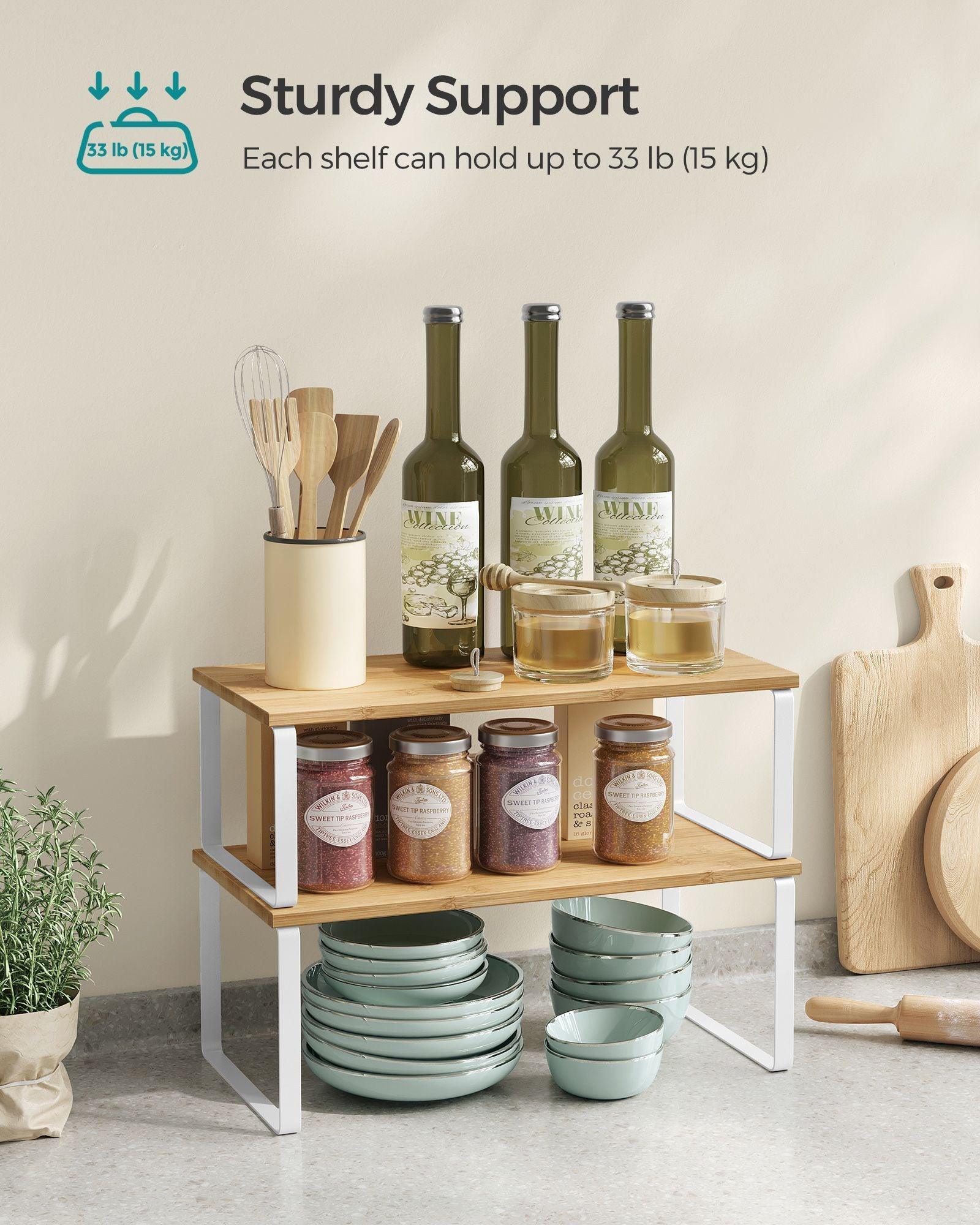 Set of 4 Kitchen Counter Shelves Cloud White and Natural Beige FredCo