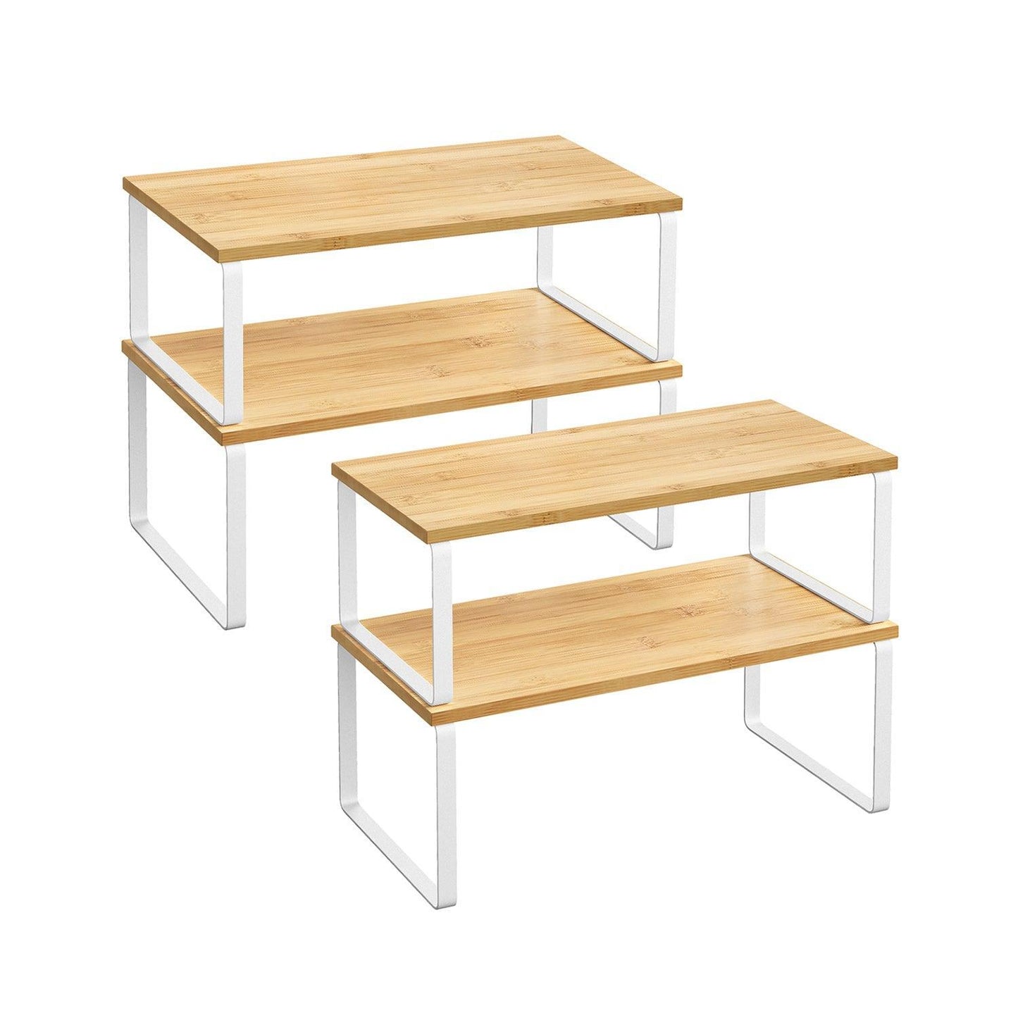 Set of 4 Kitchen Counter Shelves Cloud White and Natural Beige FredCo