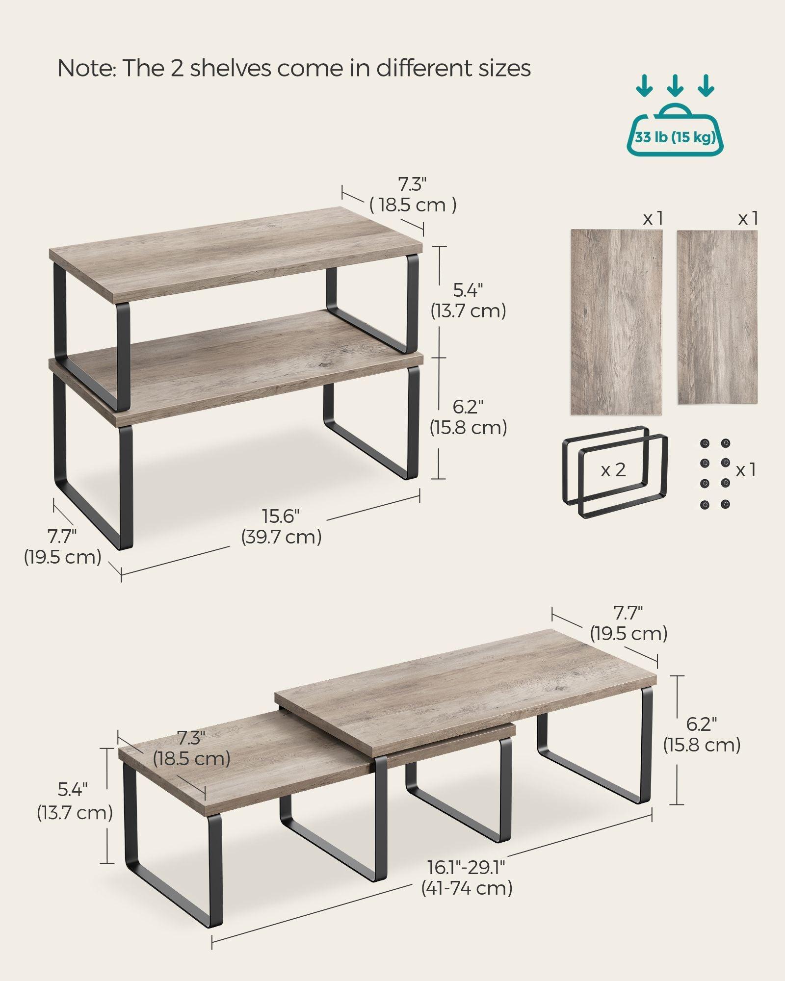 Set of 4 Kitchen Counter Shelves Ink Black and Heather Greige FredCo