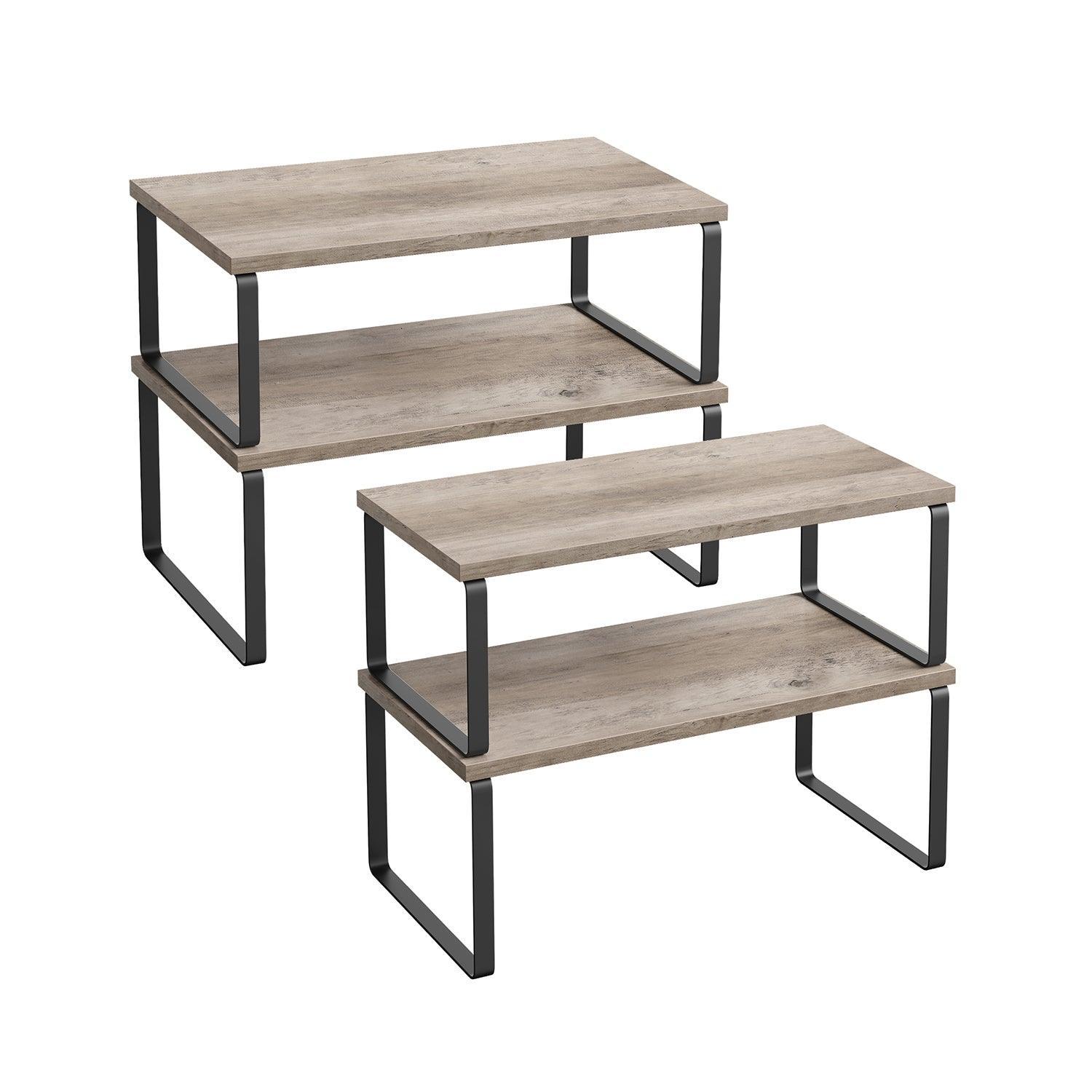 Set of 4 Kitchen Counter Shelves Ink Black and Heather Greige FredCo