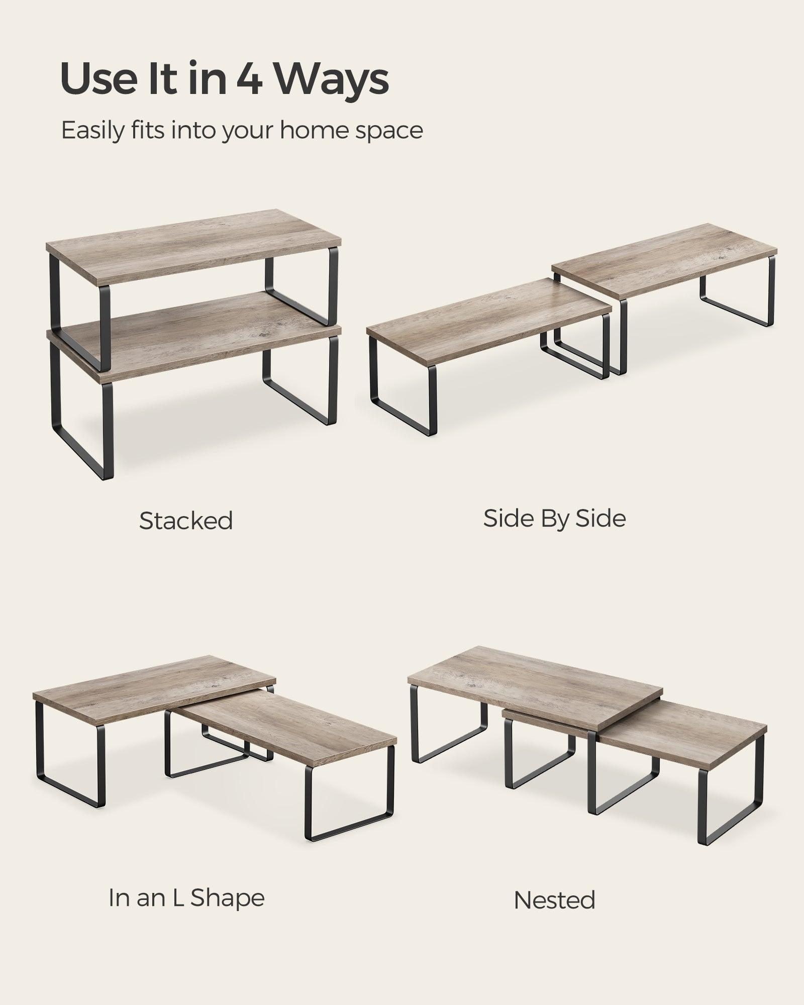 Set of 4 Kitchen Counter Shelves Ink Black and Heather Greige FredCo