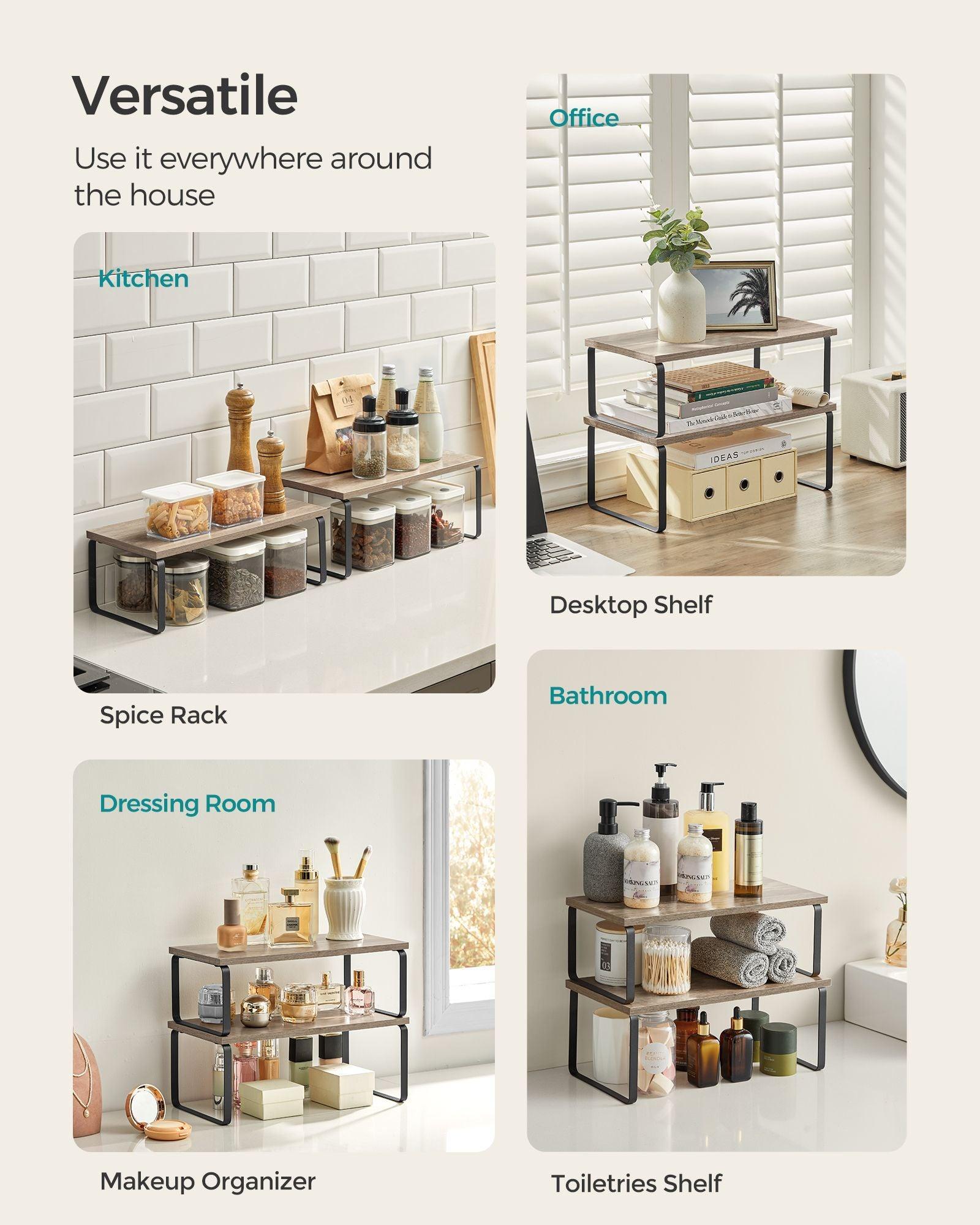 Set of 4 Kitchen Counter Shelves Ink Black and Heather Greige FredCo