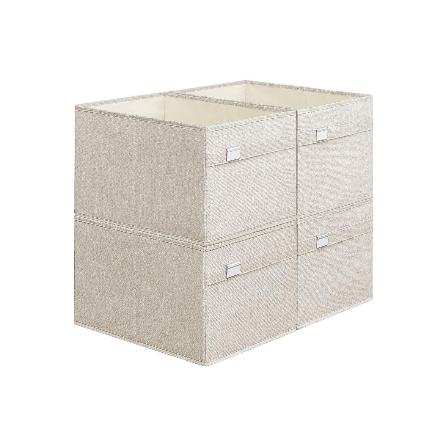 Set of 4 Storage Baskets with Double Handles Cloud White FredCo