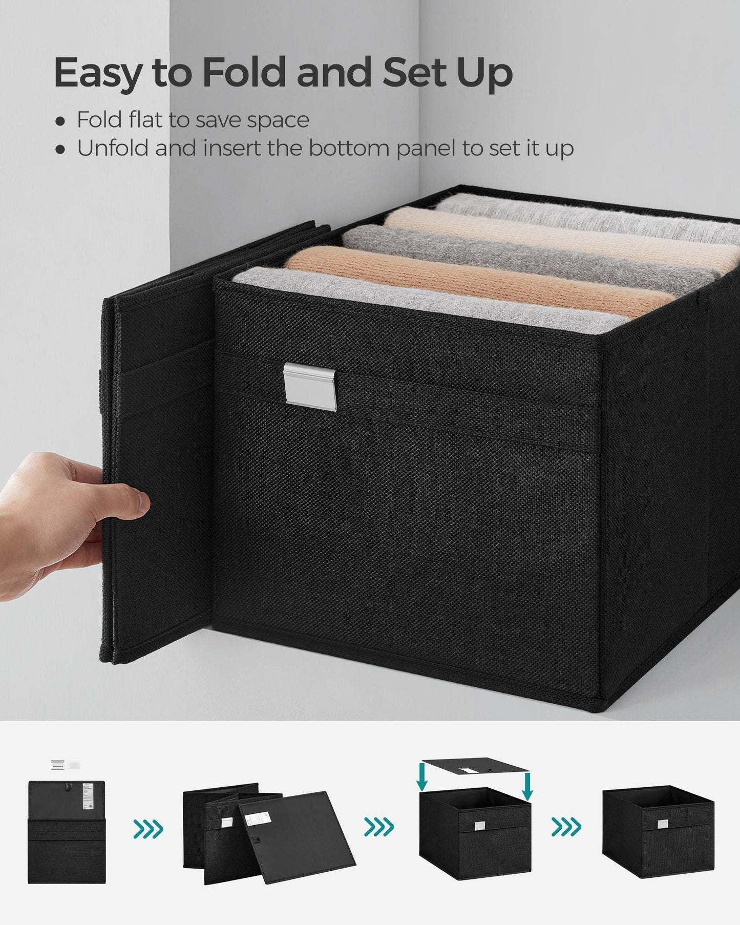 Set of 4 Storage Baskets with Double Handles Ink Black FredCo