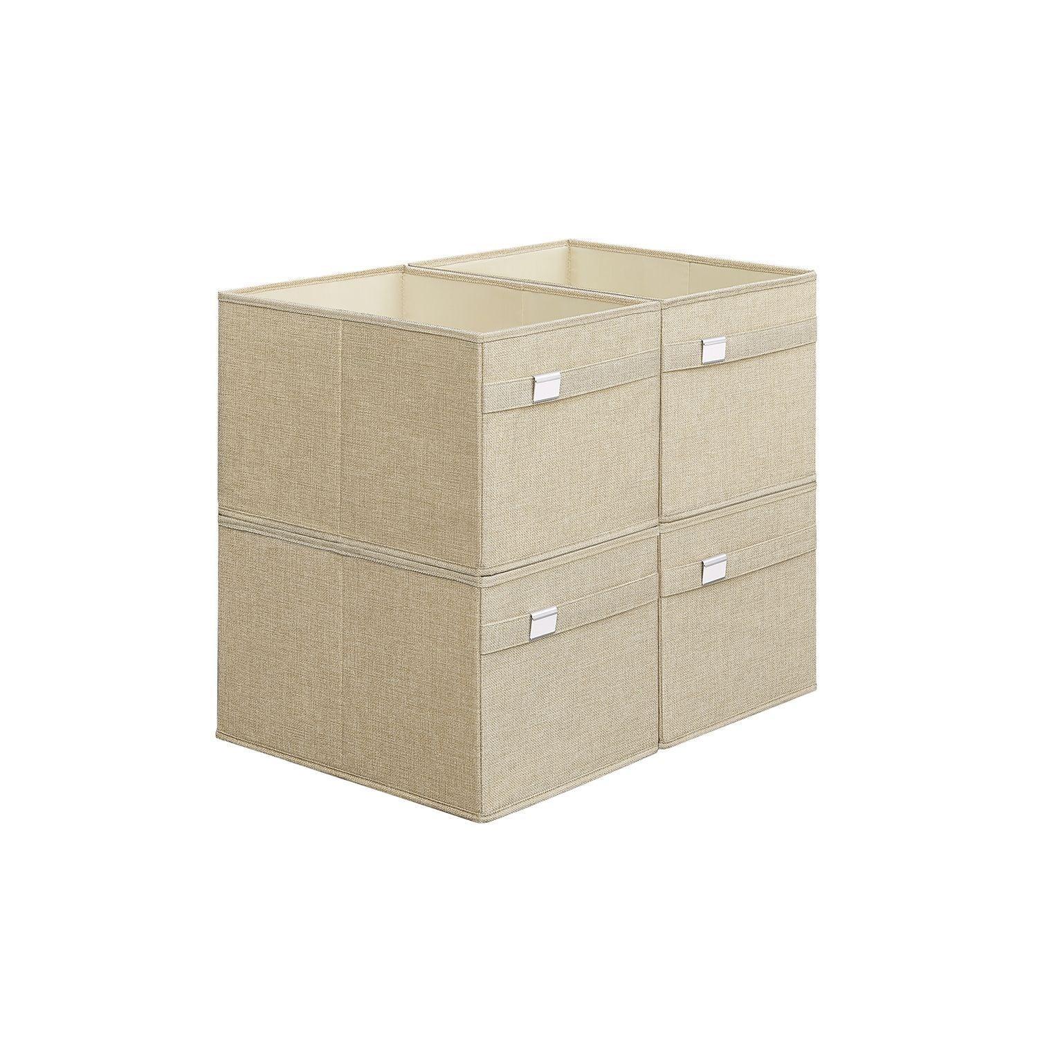 Set of 4 Storage Bins with Handles Sand Beige FredCo