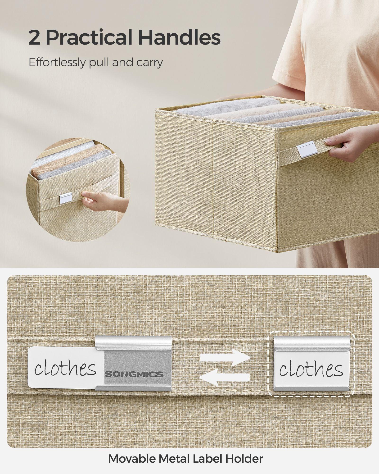 Set of 4 Storage Bins with Handles Sand Beige FredCo