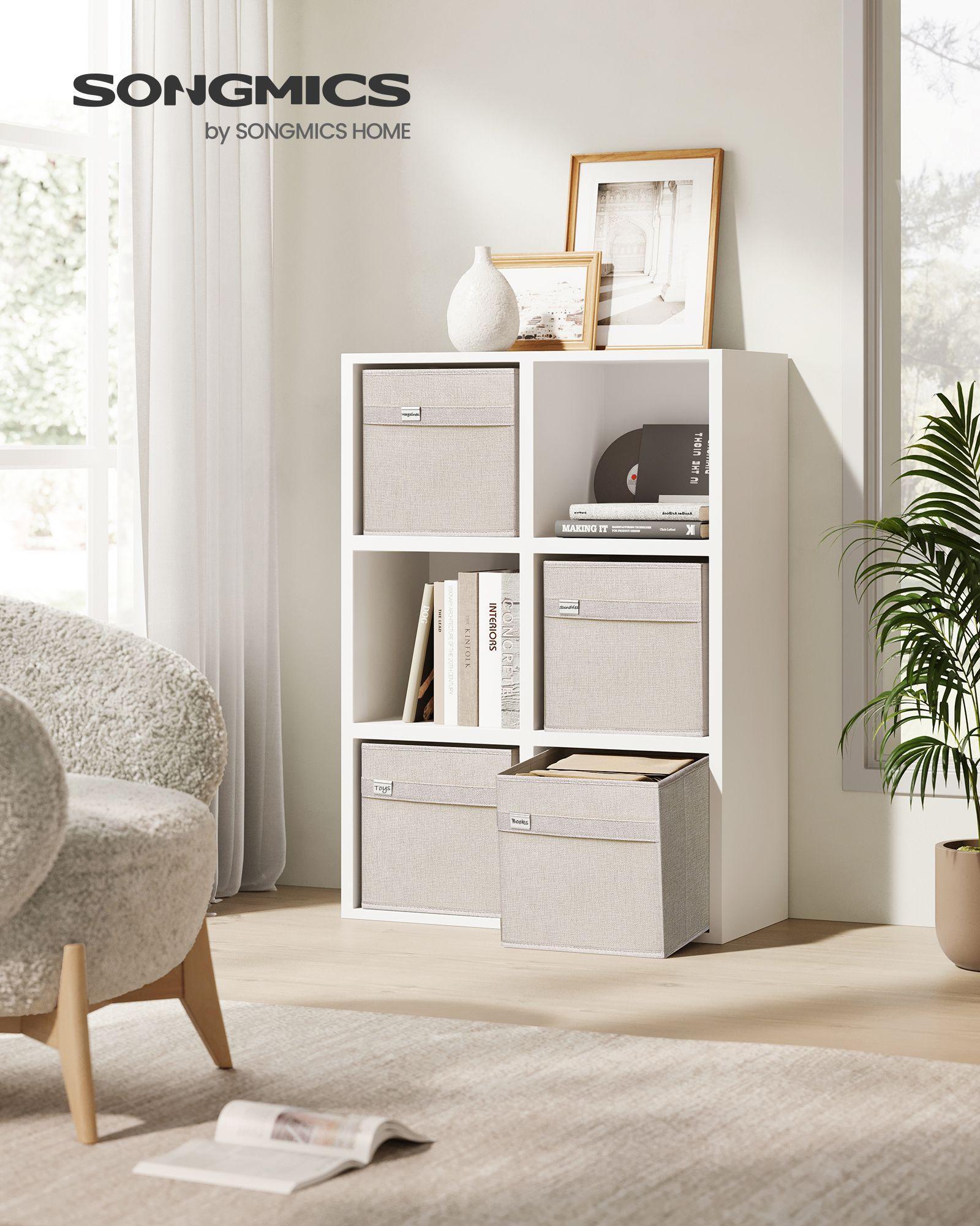 Set of 4 Storage Cubes with Double Handles Cloud White L FredCo