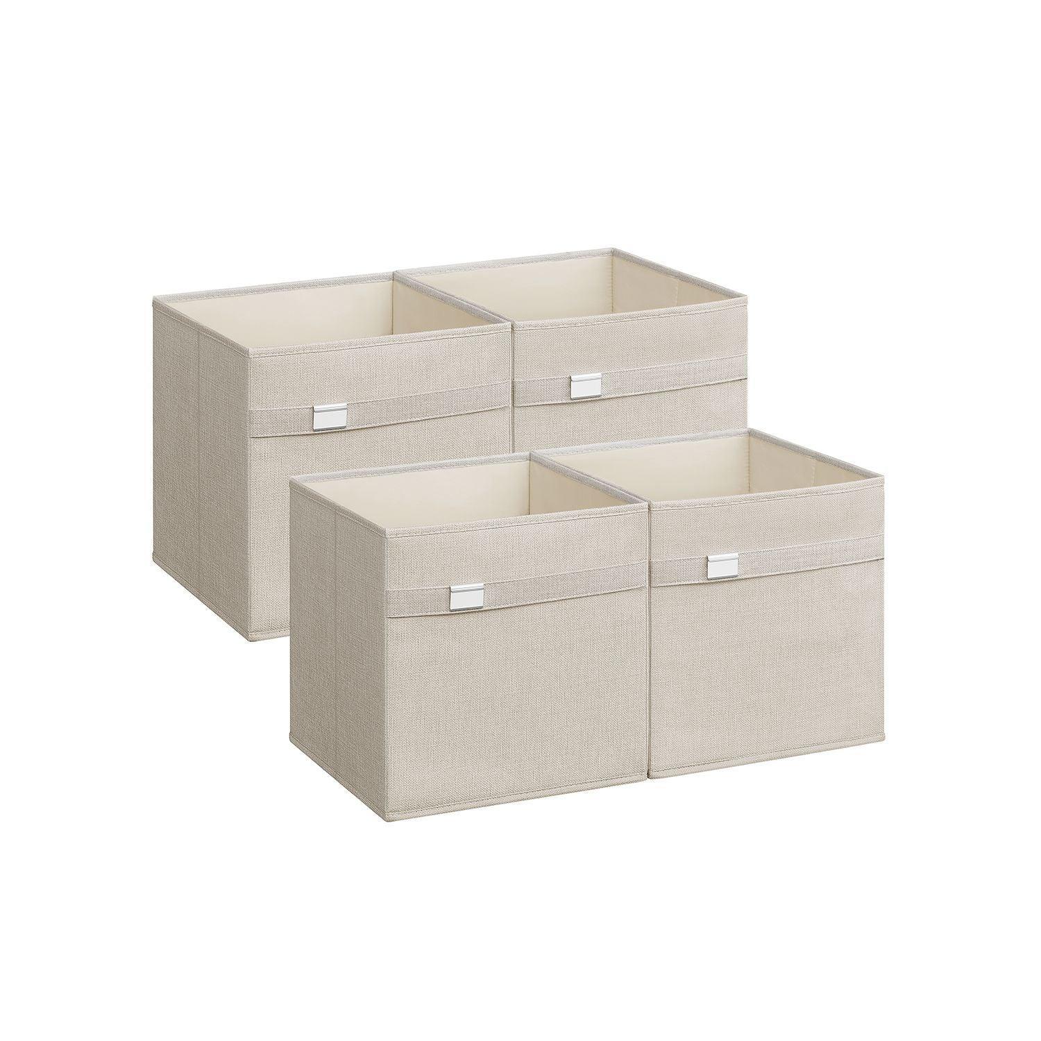 Set of 4 Storage Cubes with Double Handles Cloud White L FredCo