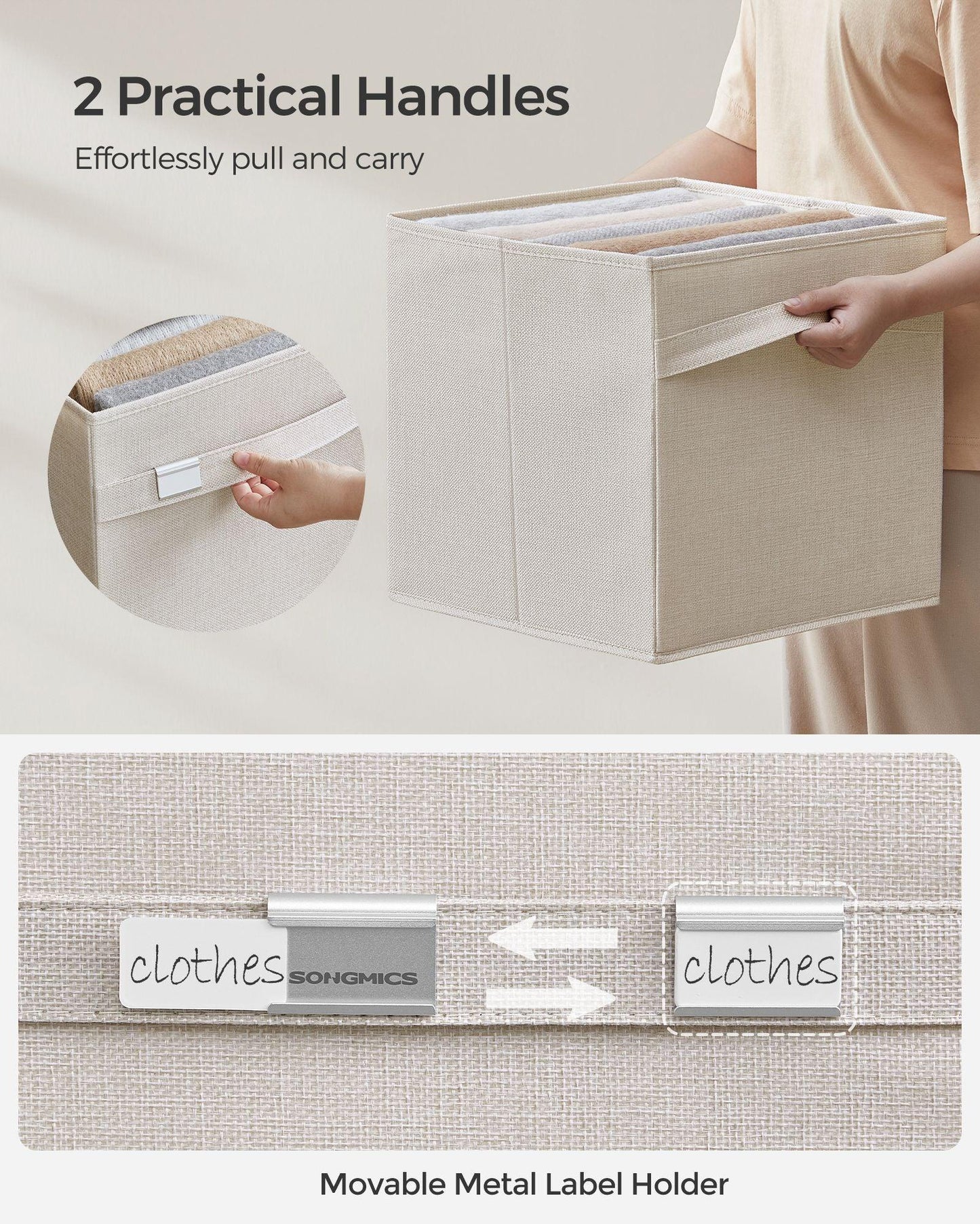 Set of 4 Storage Cubes with Double Handles Cloud White L FredCo