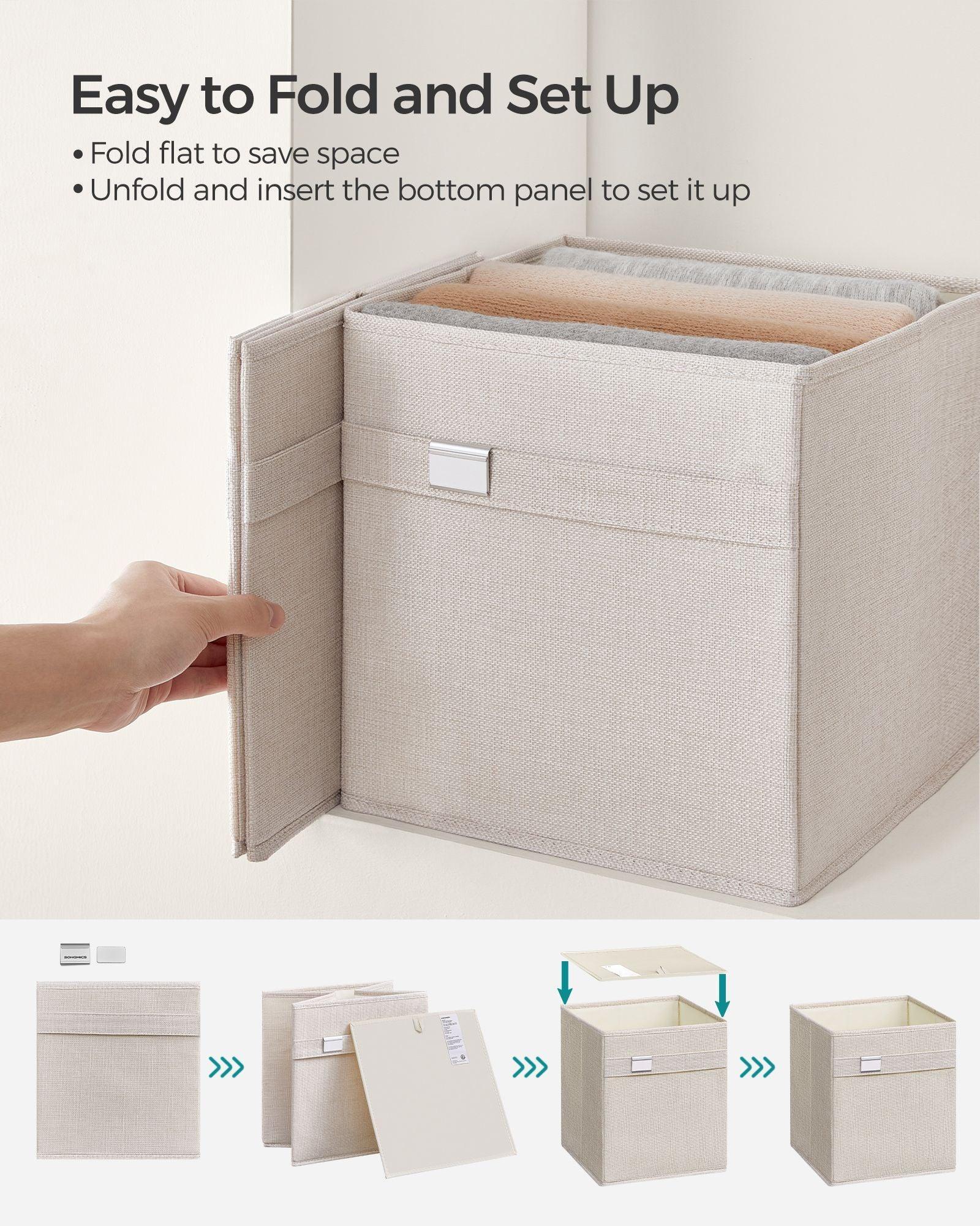 Set of 4 Storage Cubes with Double Handles Cloud White S FredCo