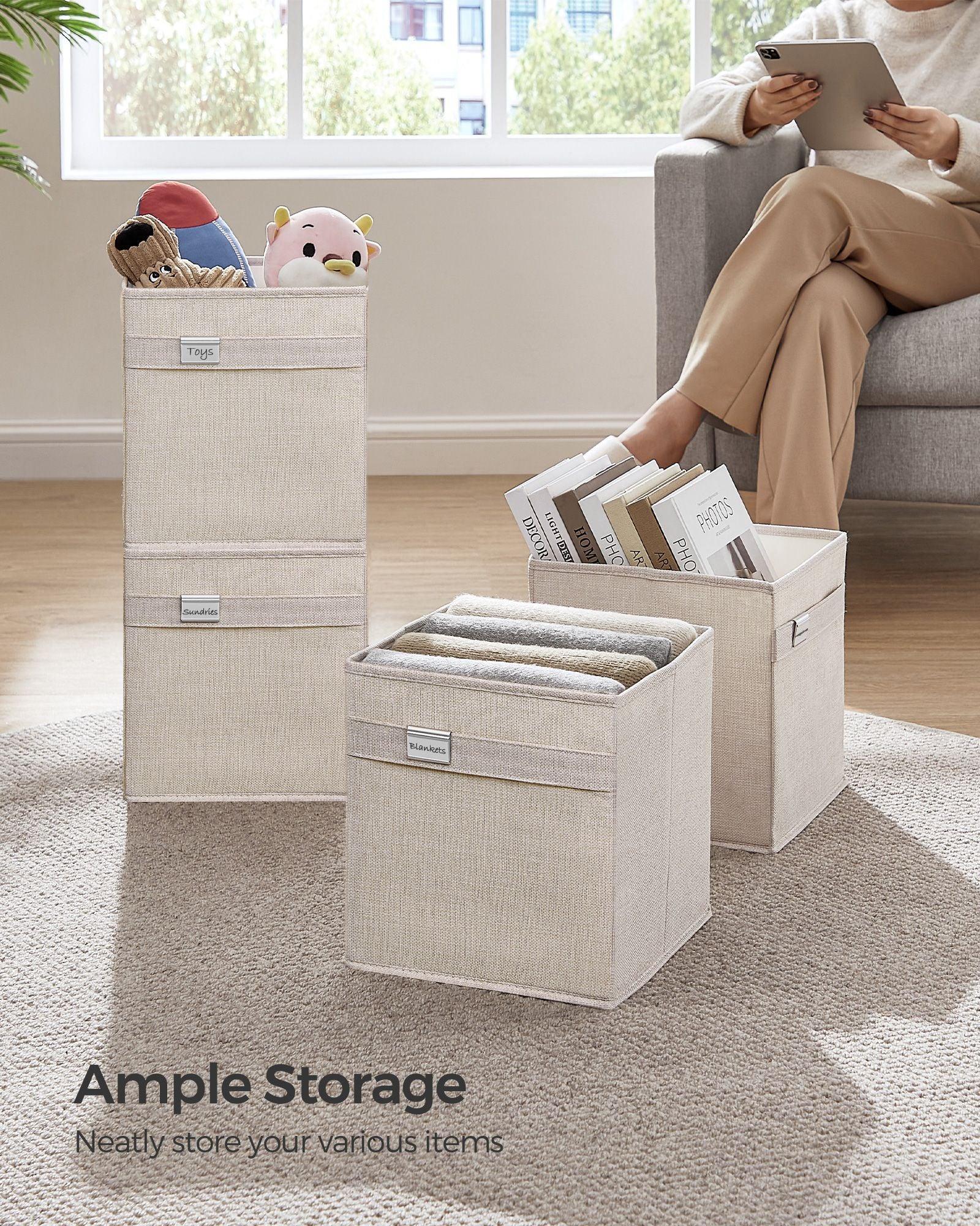 Set of 4 Storage Cubes with Double Handles Cloud White S FredCo
