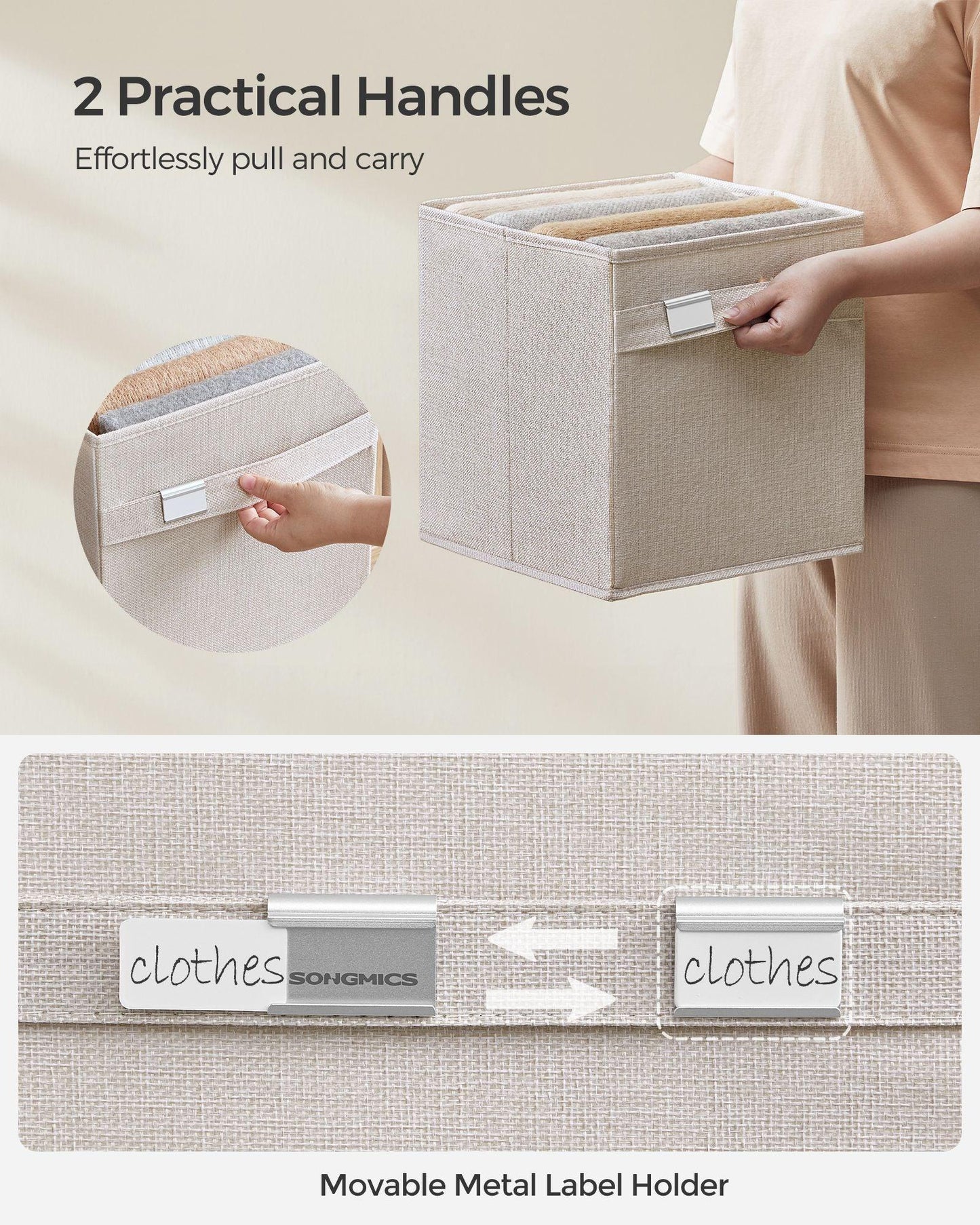 Set of 4 Storage Cubes with Double Handles Cloud White S FredCo
