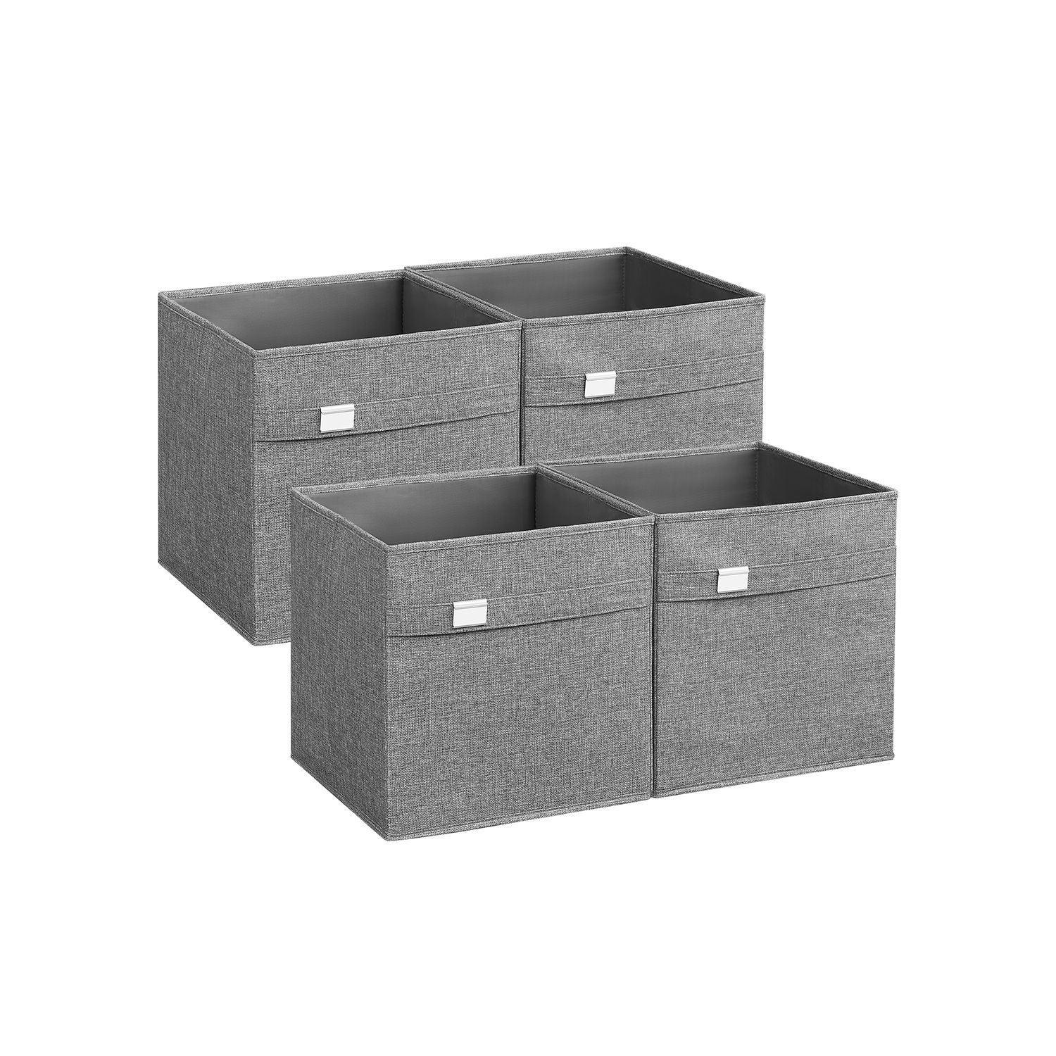 Set of 4 Storage Cubes with Double Handles Dove Gray L FredCo