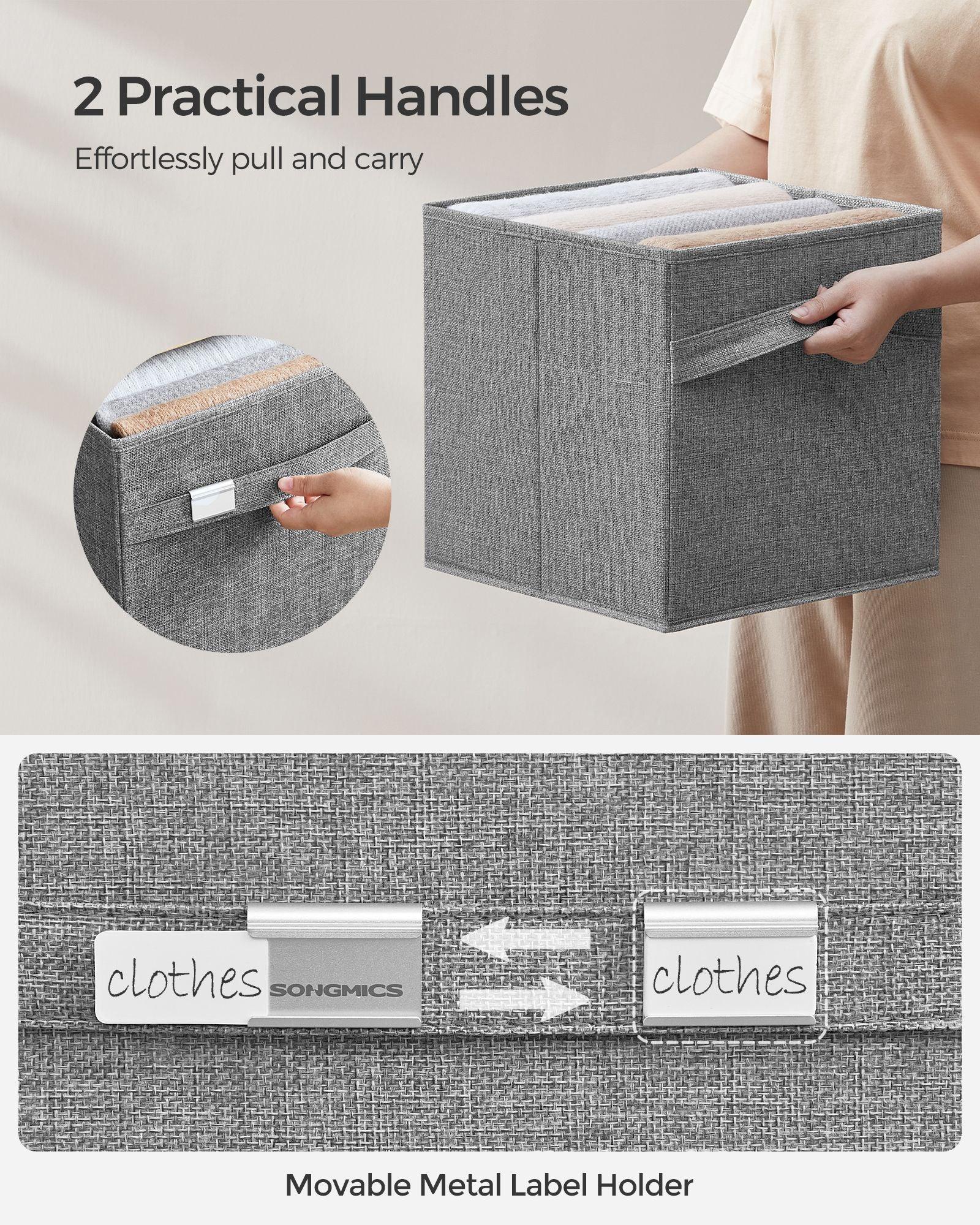 Set of 4 Storage Cubes with Double Handles Dove Gray M FredCo