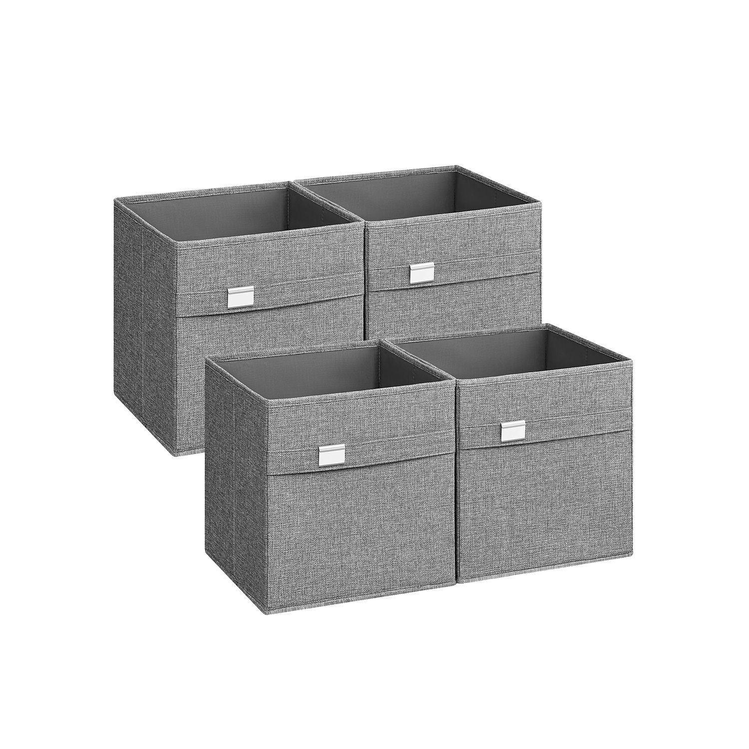 Set of 4 Storage Cubes with Double Handles Dove Gray M FredCo