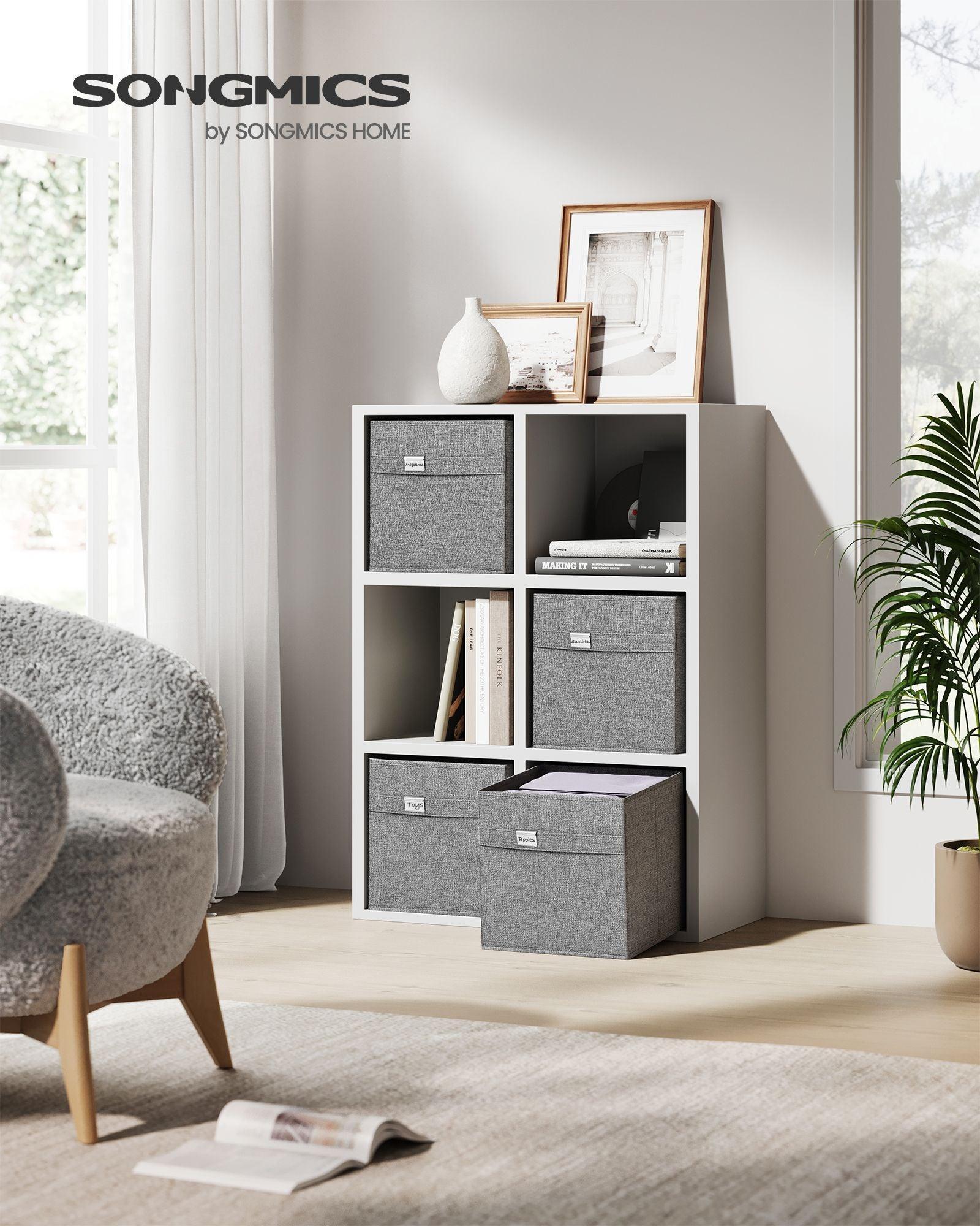 Set of 4 Storage Cubes with Double Handles Dove Gray M FredCo