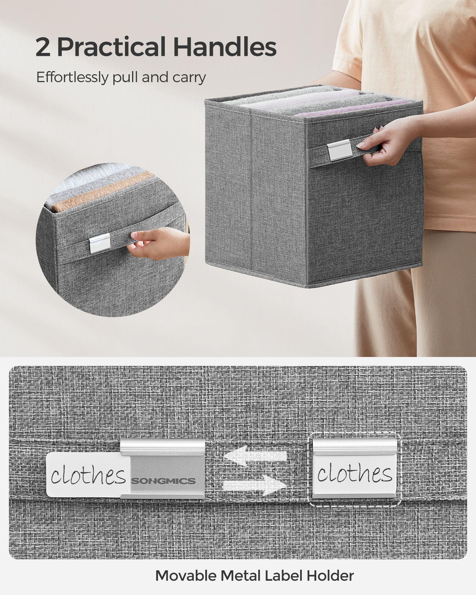 Set of 4 Storage Cubes with Double Handles Dove Gray S FredCo