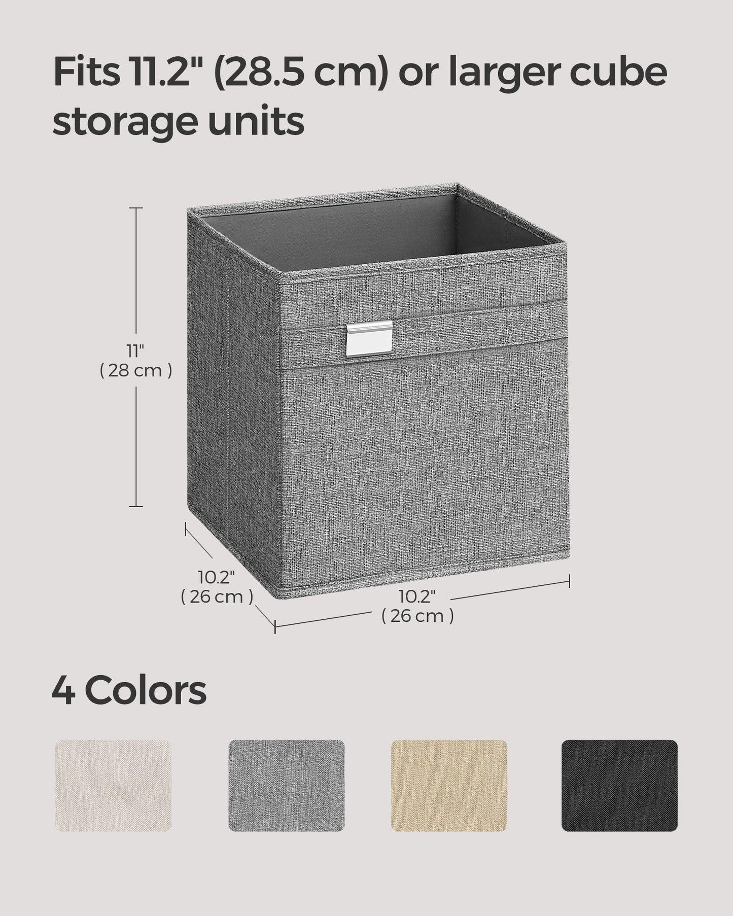 Set of 4 Storage Cubes with Double Handles Dove Gray S FredCo