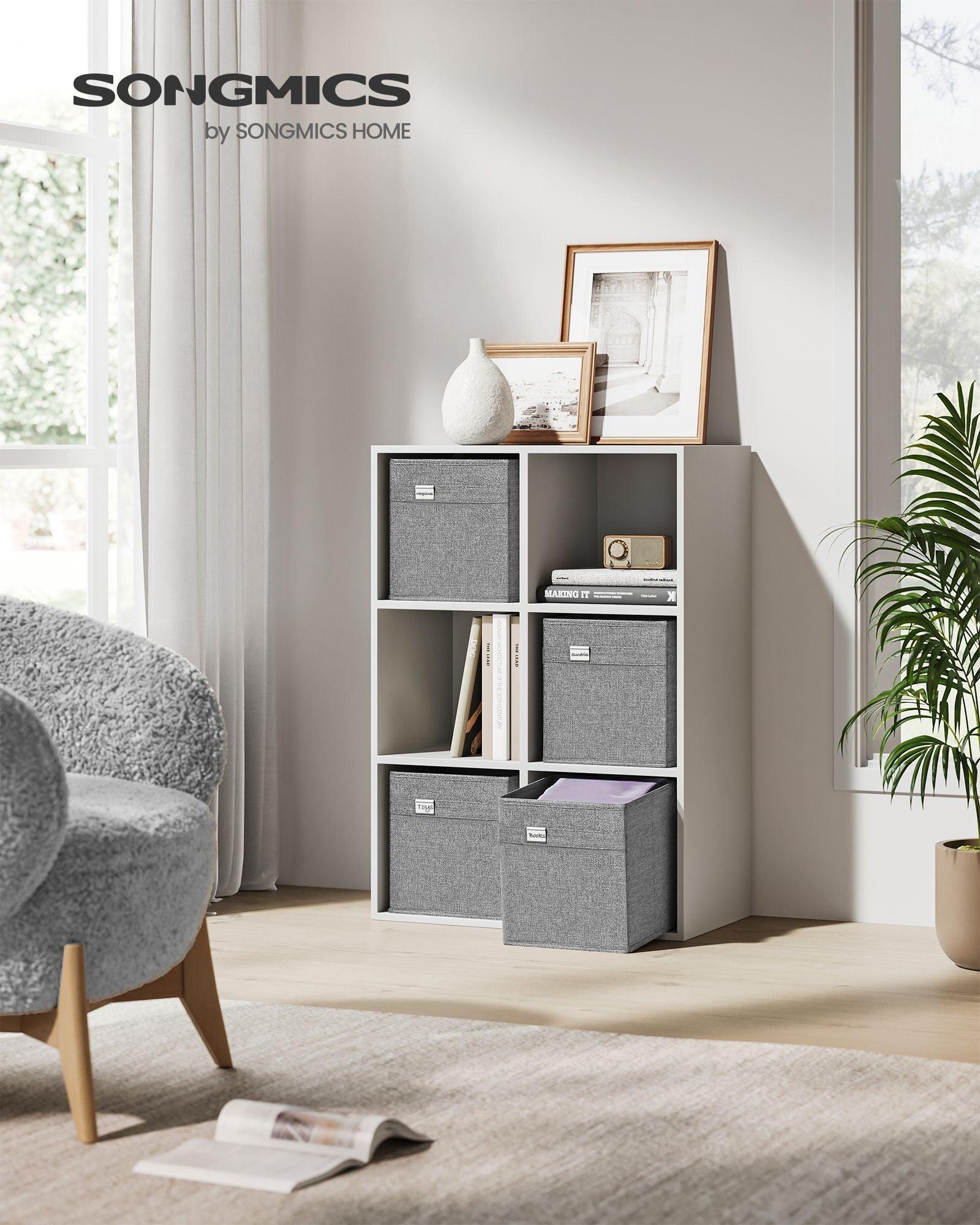 Set of 4 Storage Cubes with Double Handles Dove Gray S FredCo