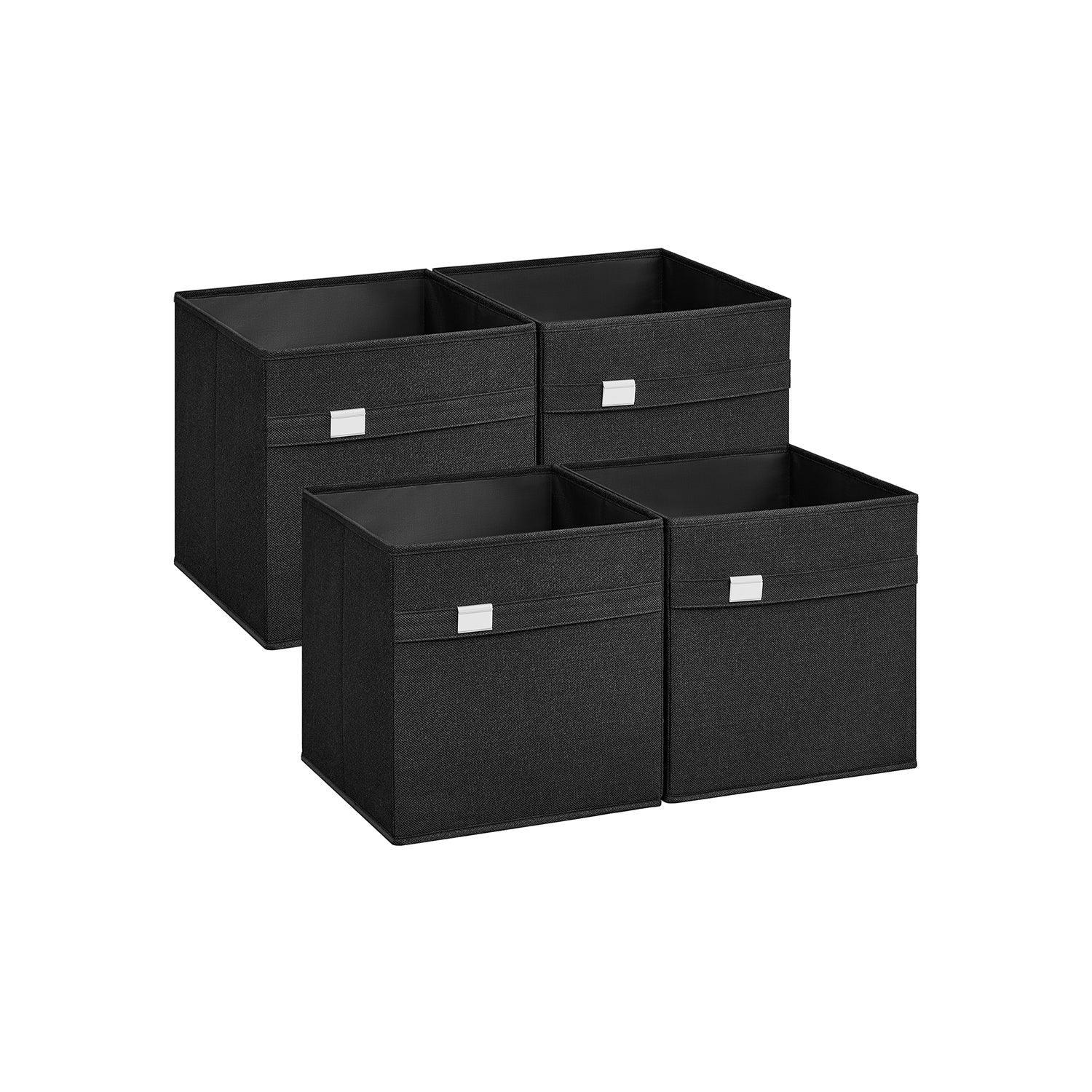 Set of 4 Storage Cubes with Double Handles Ink Black L FredCo