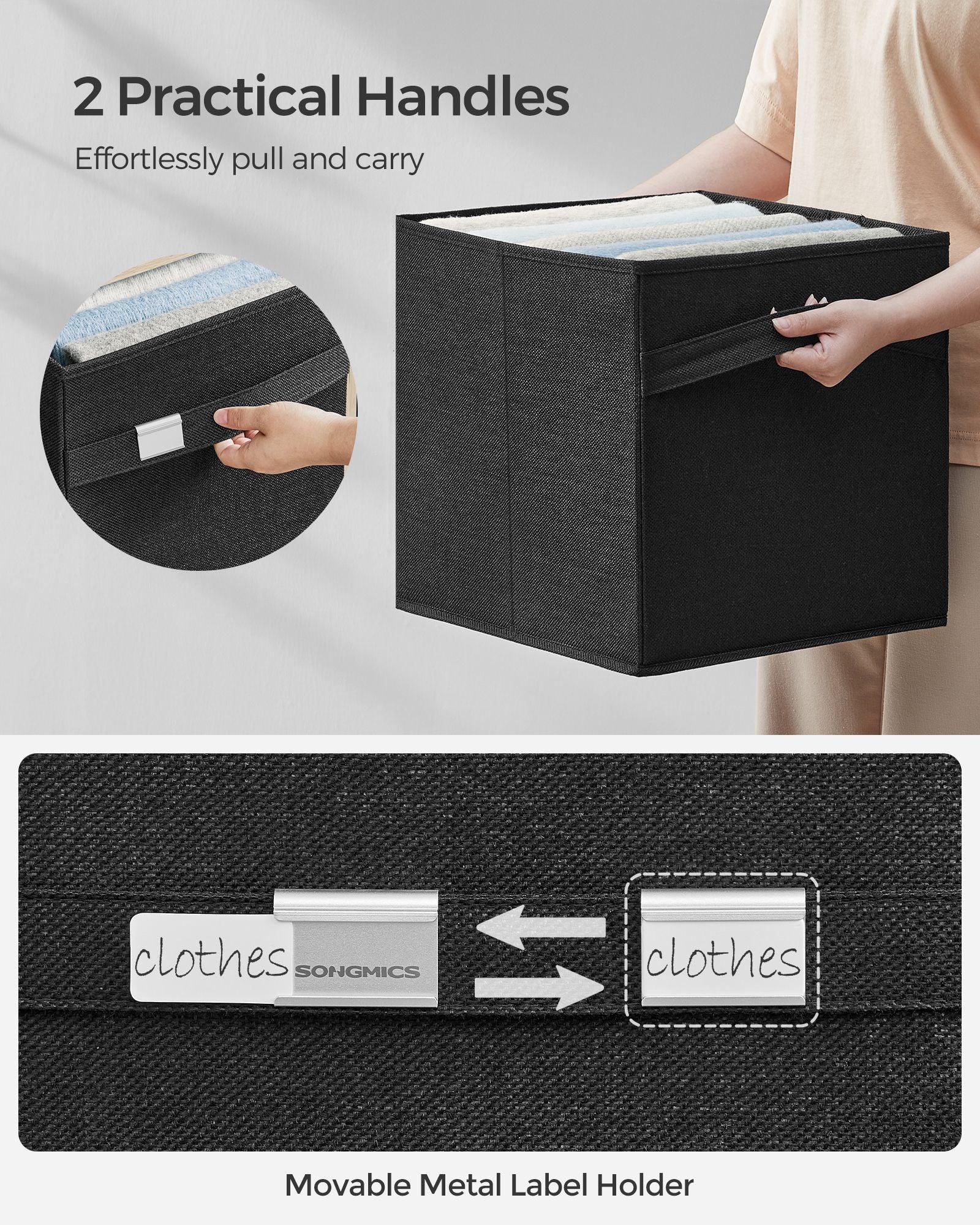 Set of 4 Storage Cubes with Double Handles Ink Black L FredCo