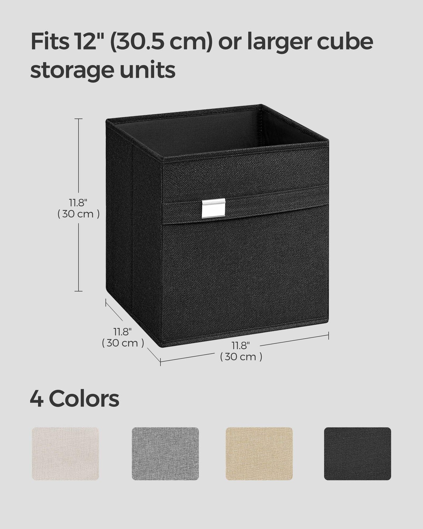 Set of 4 Storage Cubes with Double Handles Ink Black M FredCo