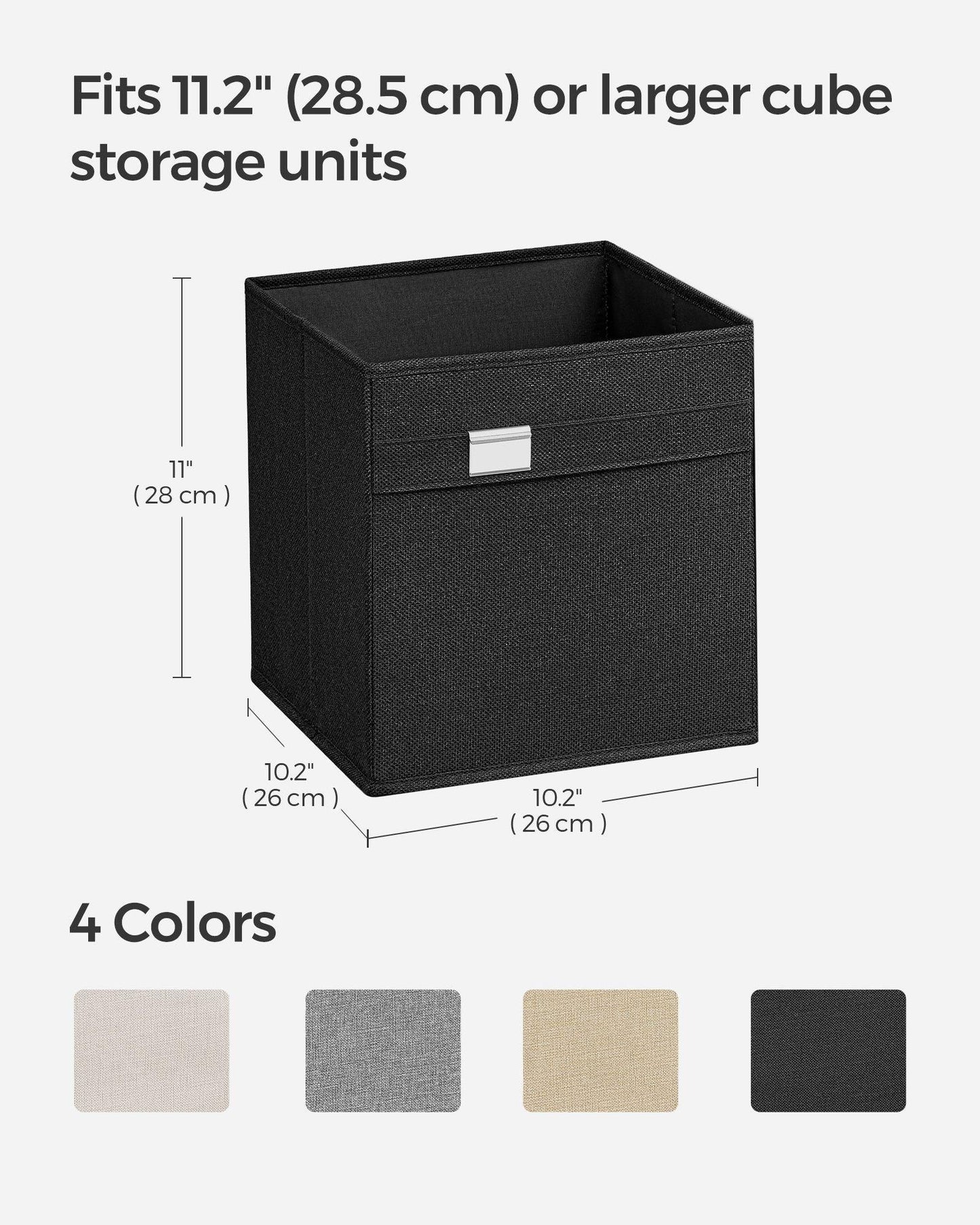 Set of 4 Storage Cubes with Double Handles Ink Black S FredCo