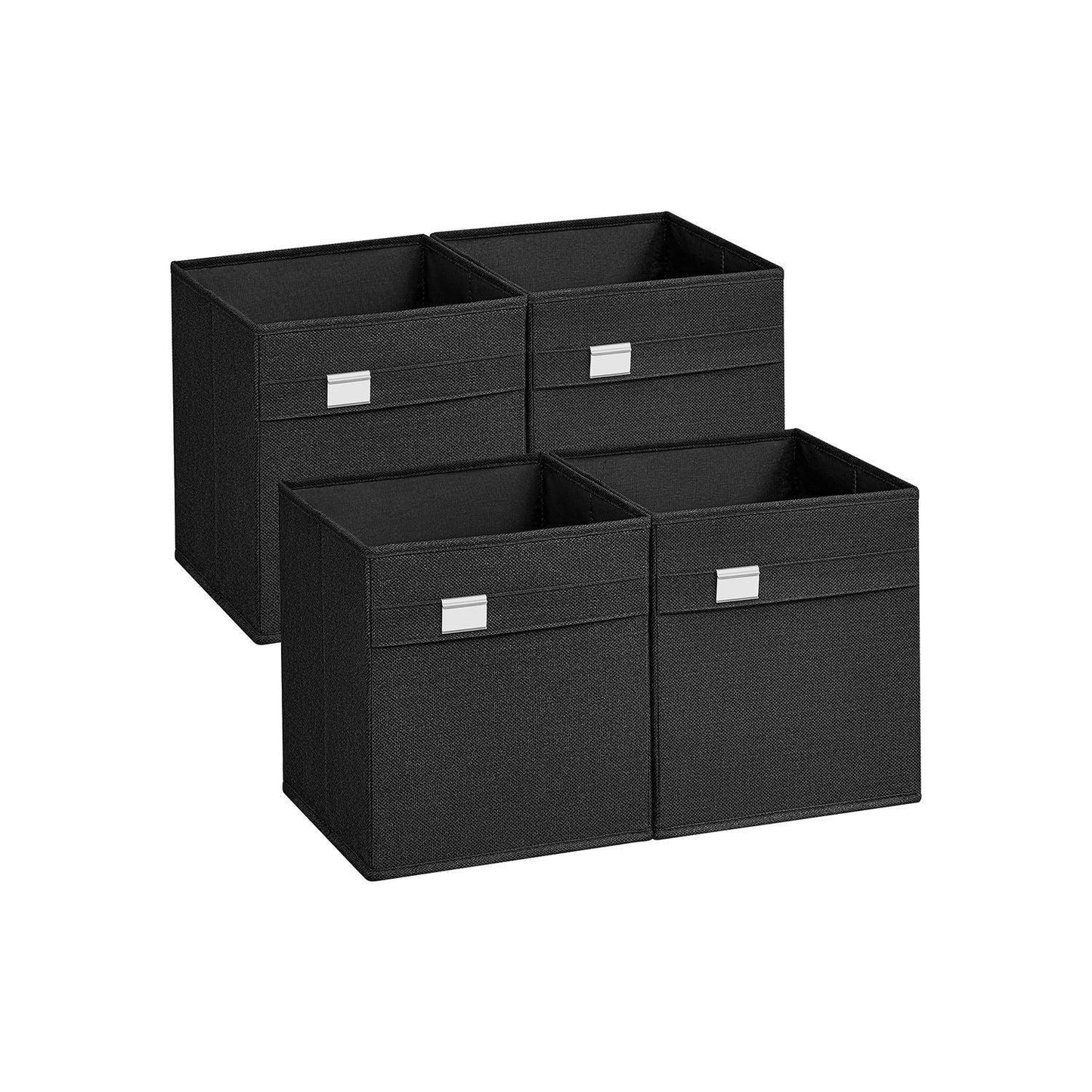 Set of 4 Storage Cubes with Double Handles Ink Black S FredCo