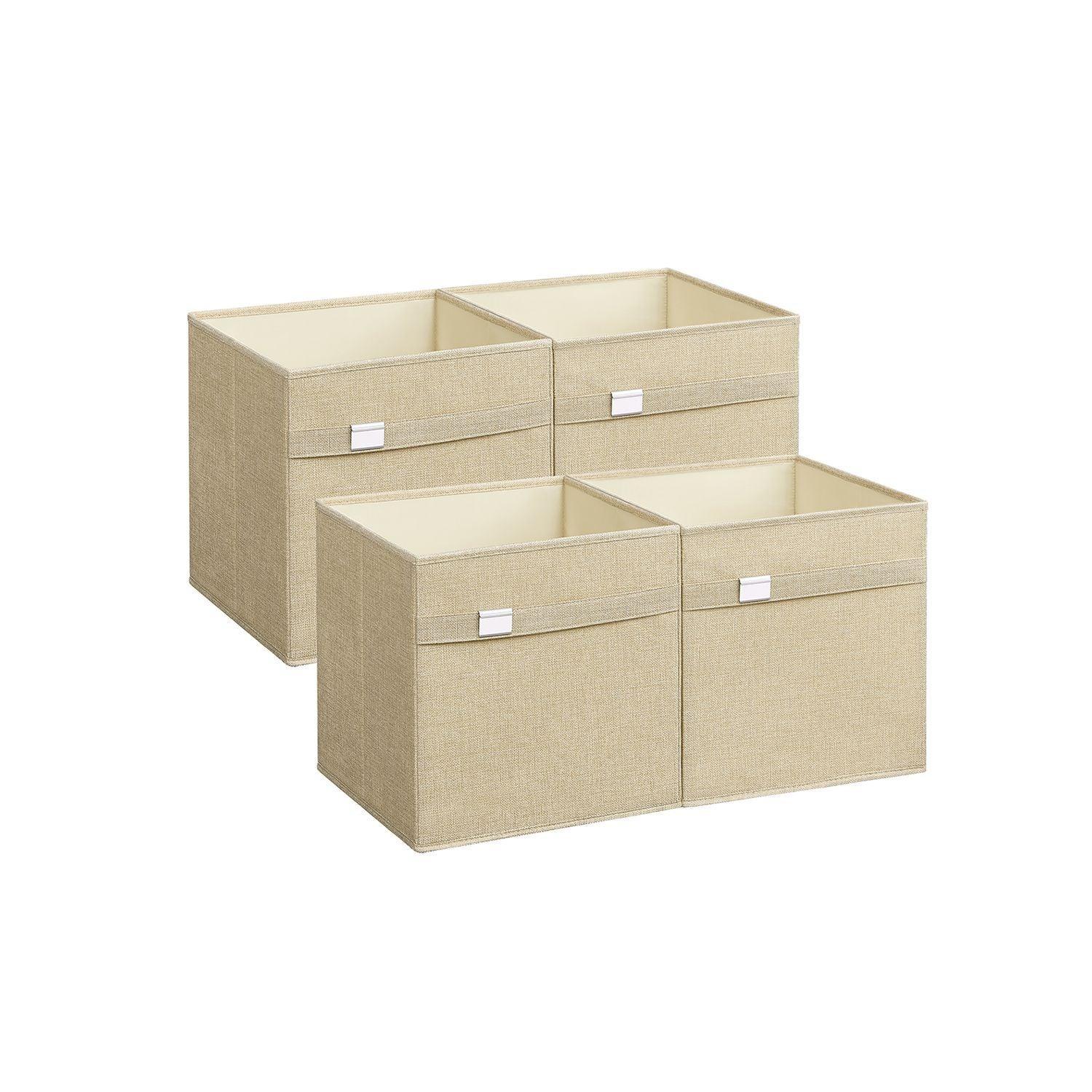 Set of 4 Storage Cubes with Double Handles Sand Beige L FredCo