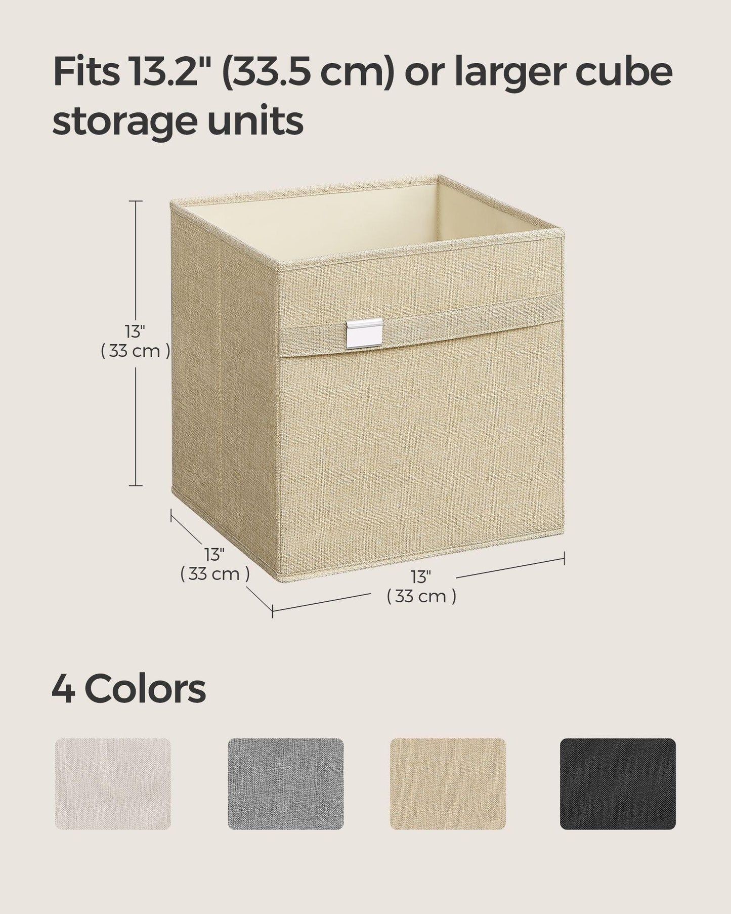 Set of 4 Storage Cubes with Double Handles Sand Beige L FredCo