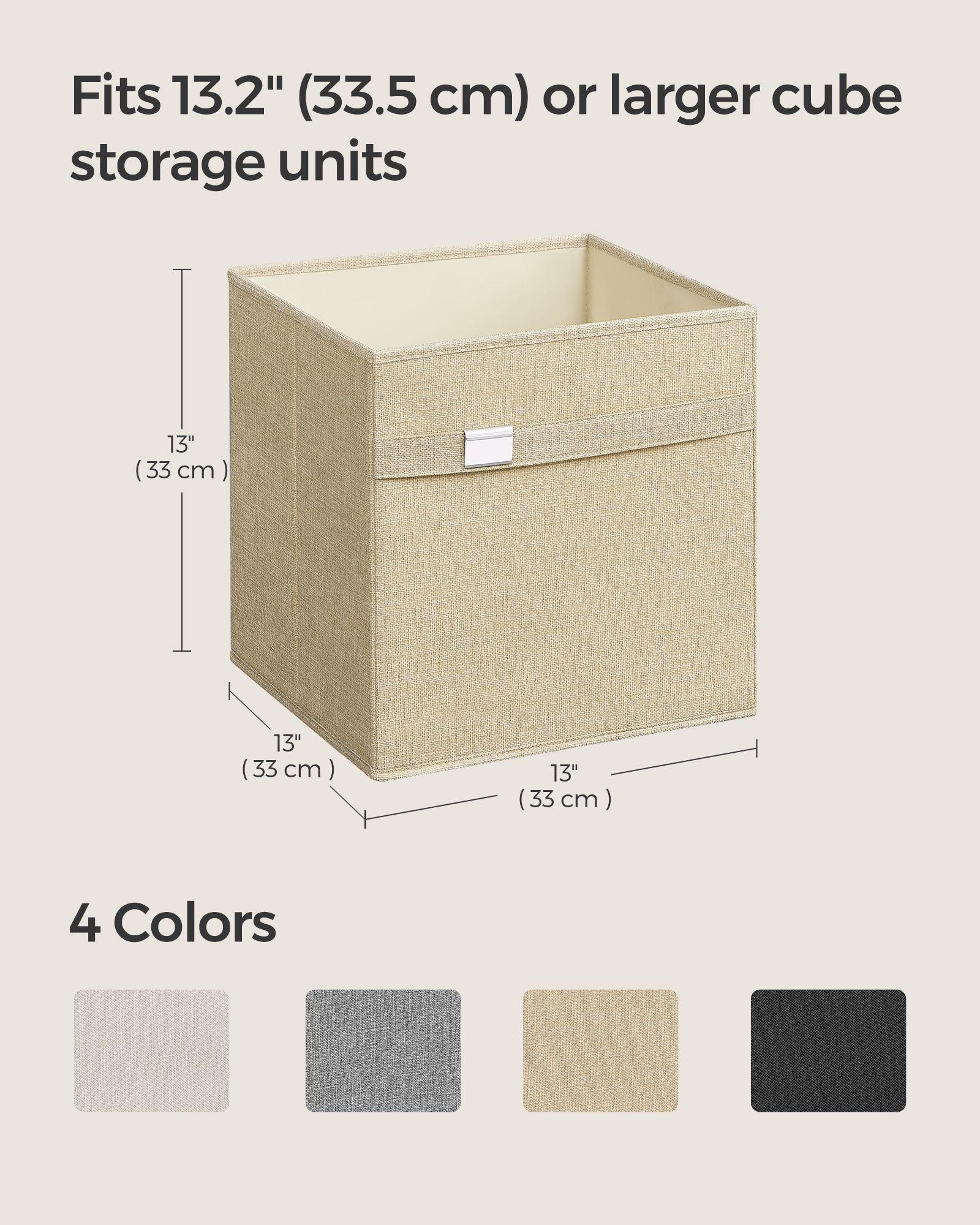 Set of 4 Storage Cubes with Double Handles Sand Beige L FredCo