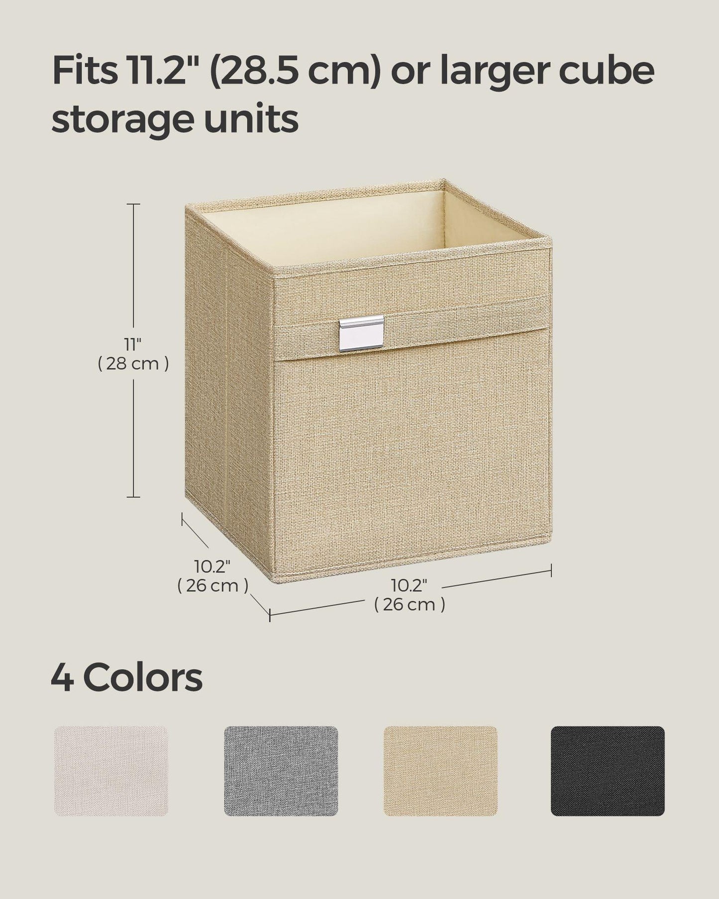 Set of 4 Storage Cubes with Double Handles Sand Beige S FredCo