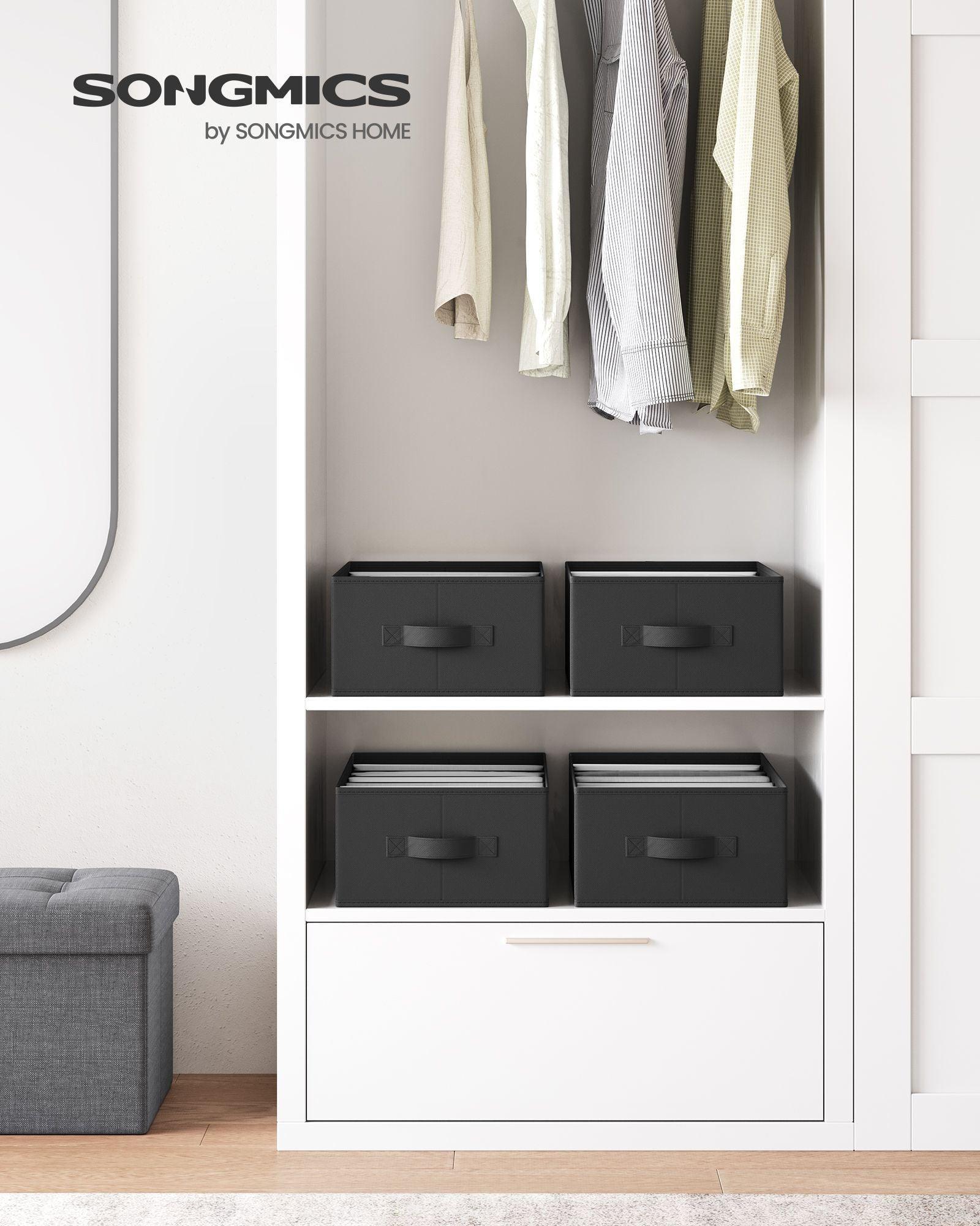 Set of 4 Wardrobe Clothes Organizer with 6 Grids Classic Black FredCo
