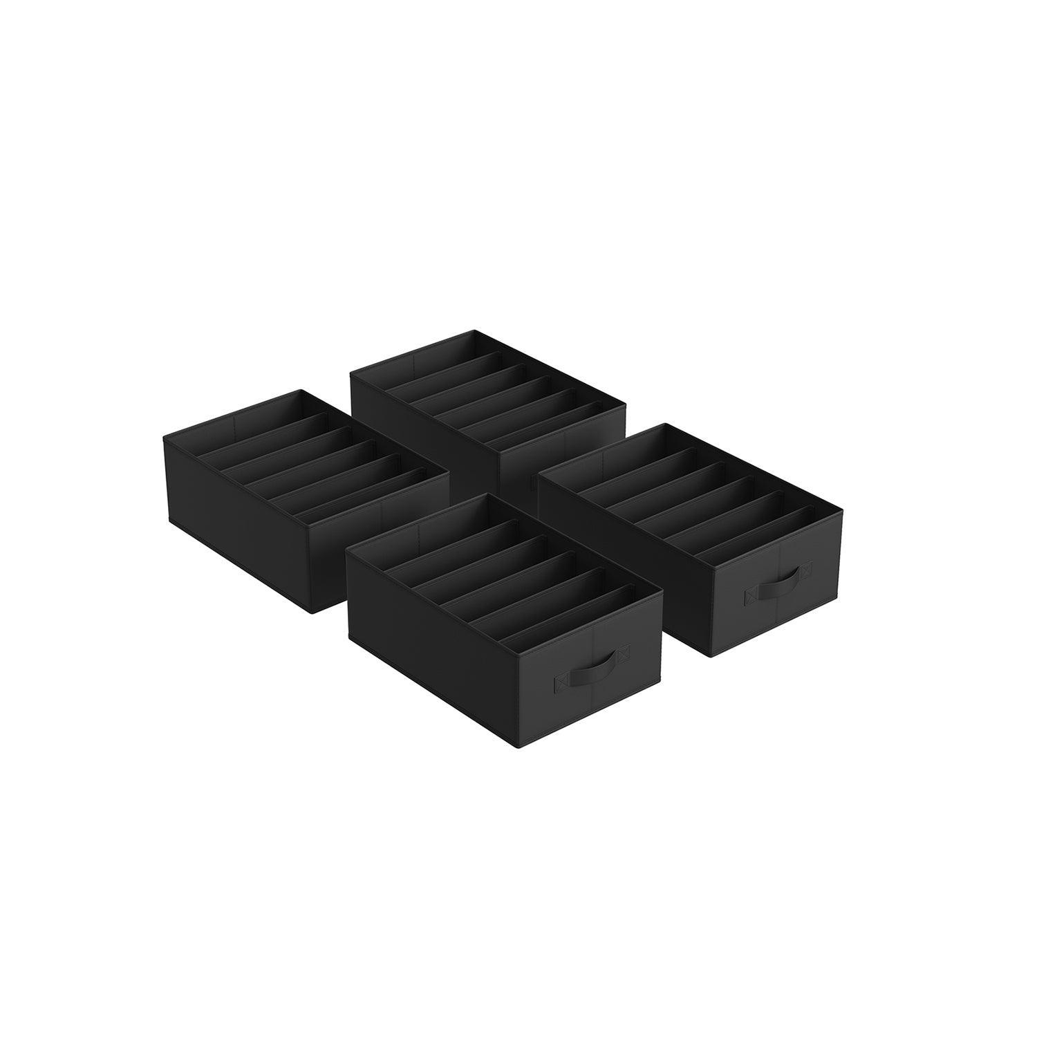 Set of 4 Wardrobe Clothes Organizer with 6 Grids Classic Black FredCo