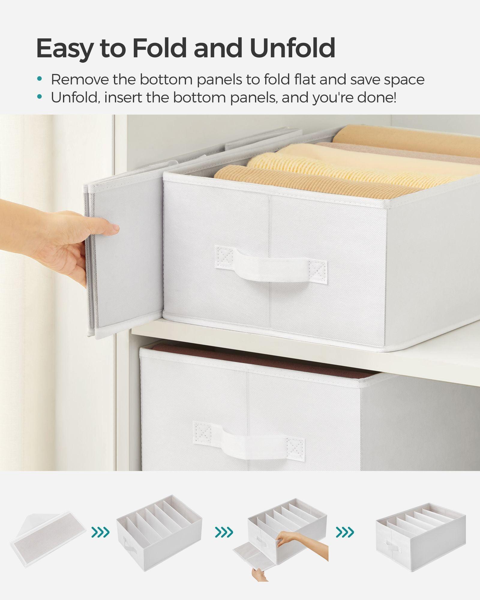Set of 4 Wardrobe Clothes Organizer with 6 Grids Classic White FredCo